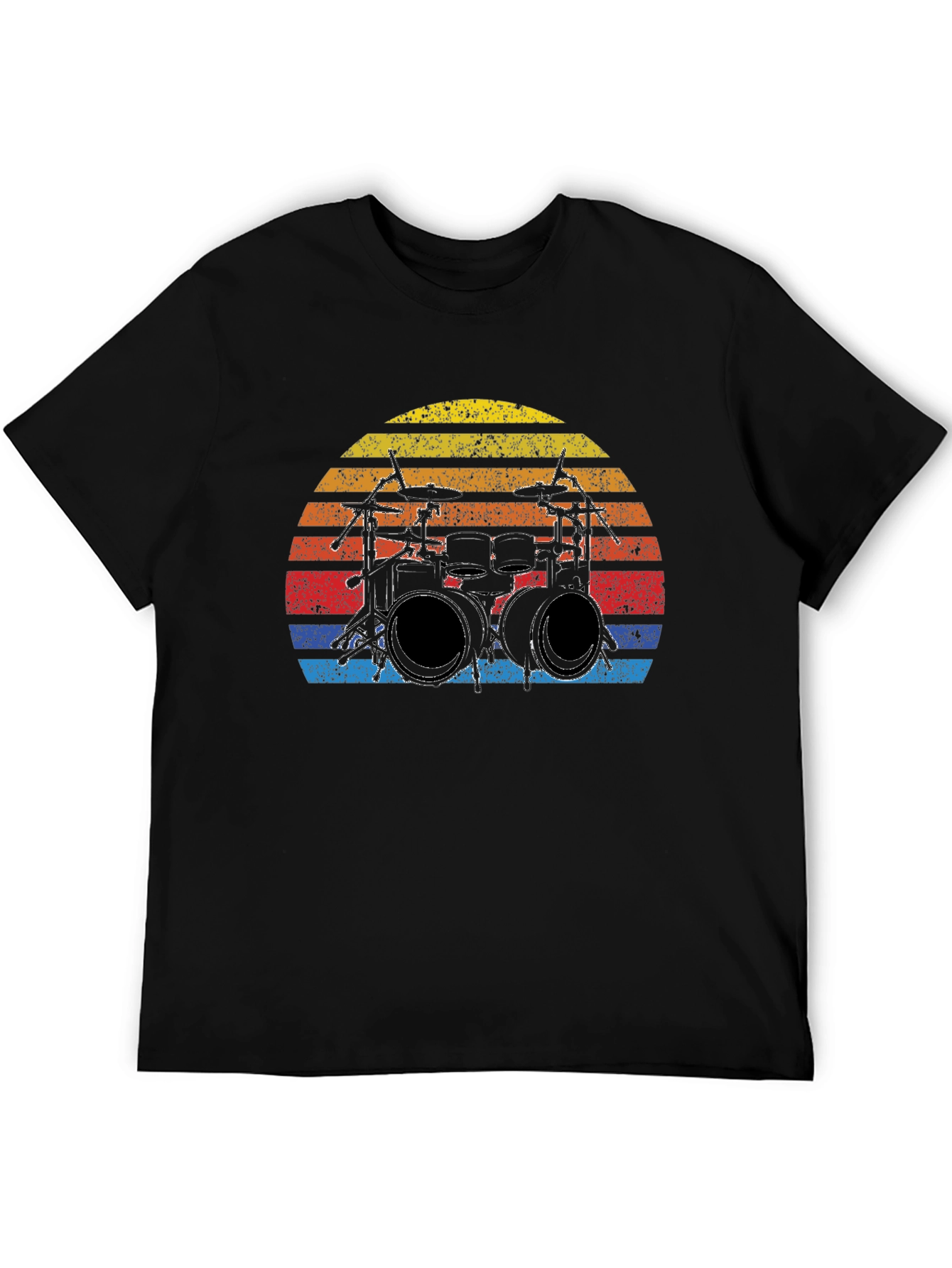 Drum Set Sunset Graphic T-Shirt - Vintage Music Tee