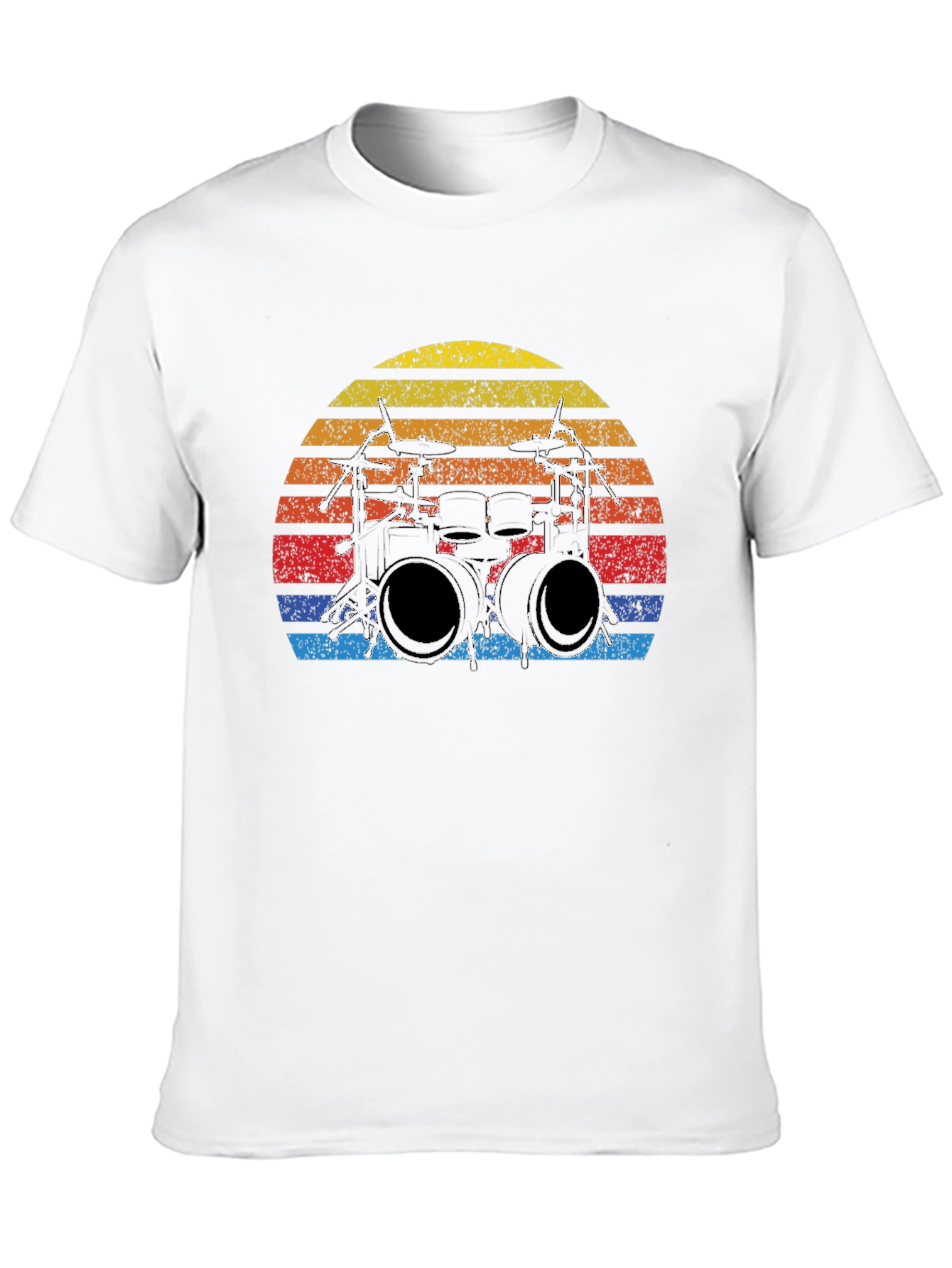 Drum Set Sunset Graphic T-Shirt - Vintage Music Tee