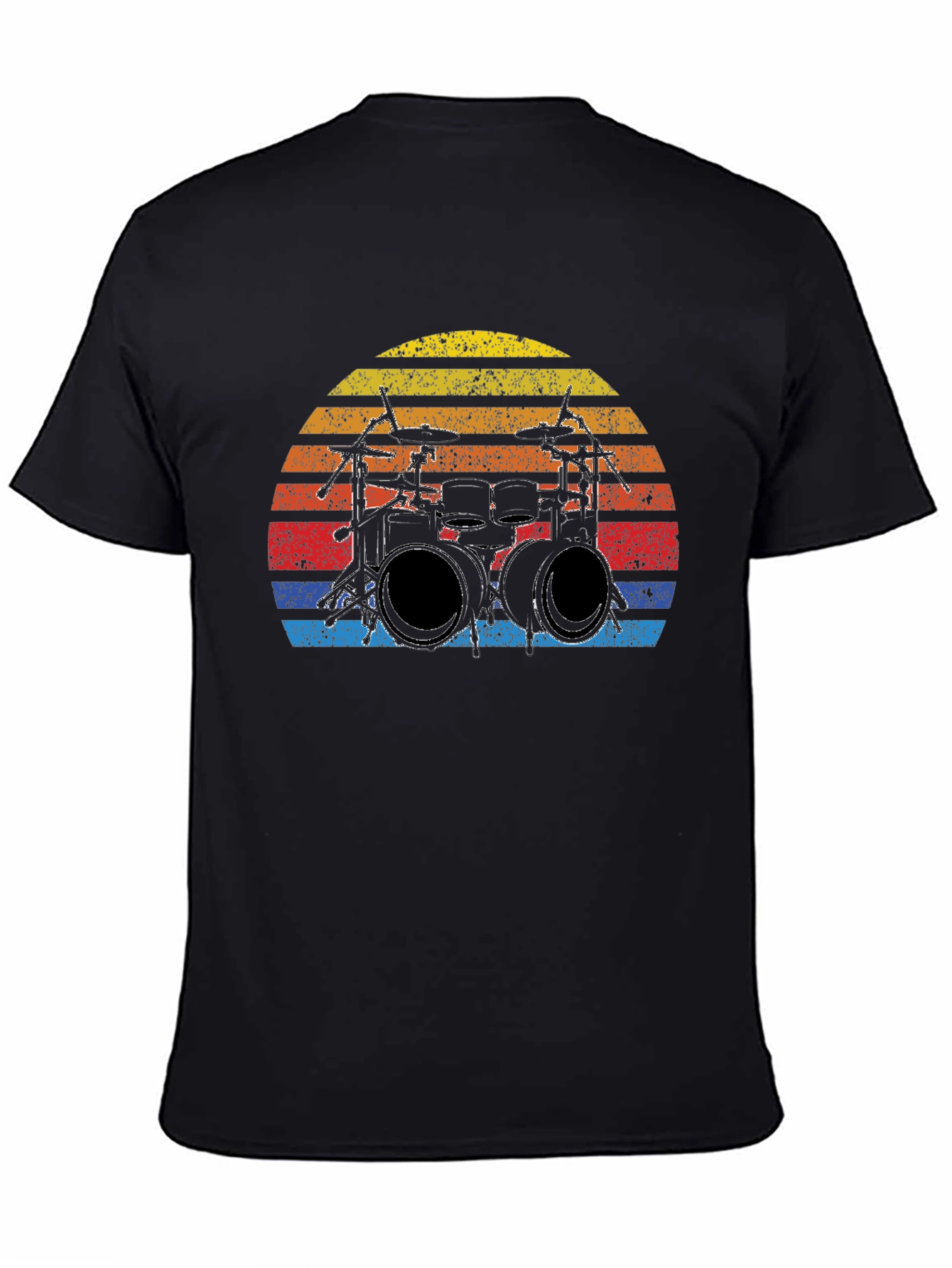 Drum Set Sunset Graphic T-Shirt - Vintage Music Tee