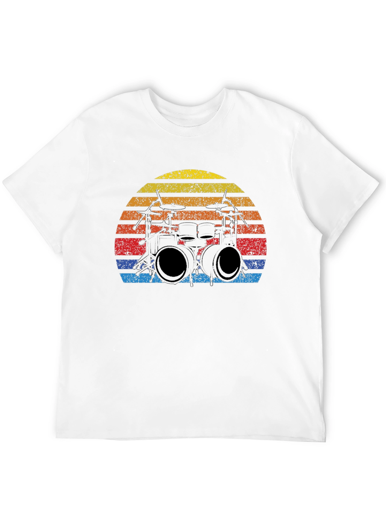Drum Set Sunset Graphic T-Shirt - Vintage Music Tee