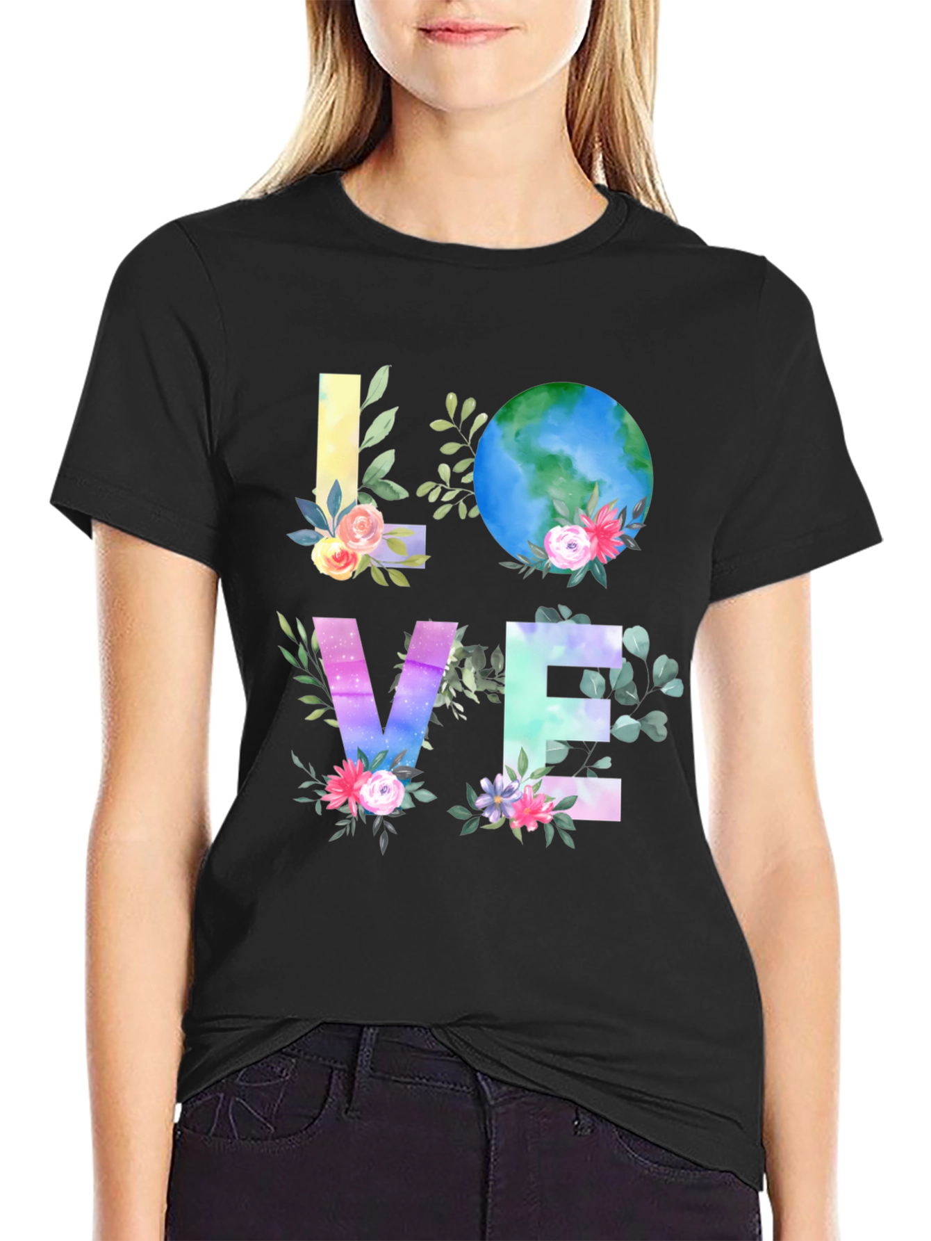 Love Earth Graphic T-Shirt - Floral Planet Tee