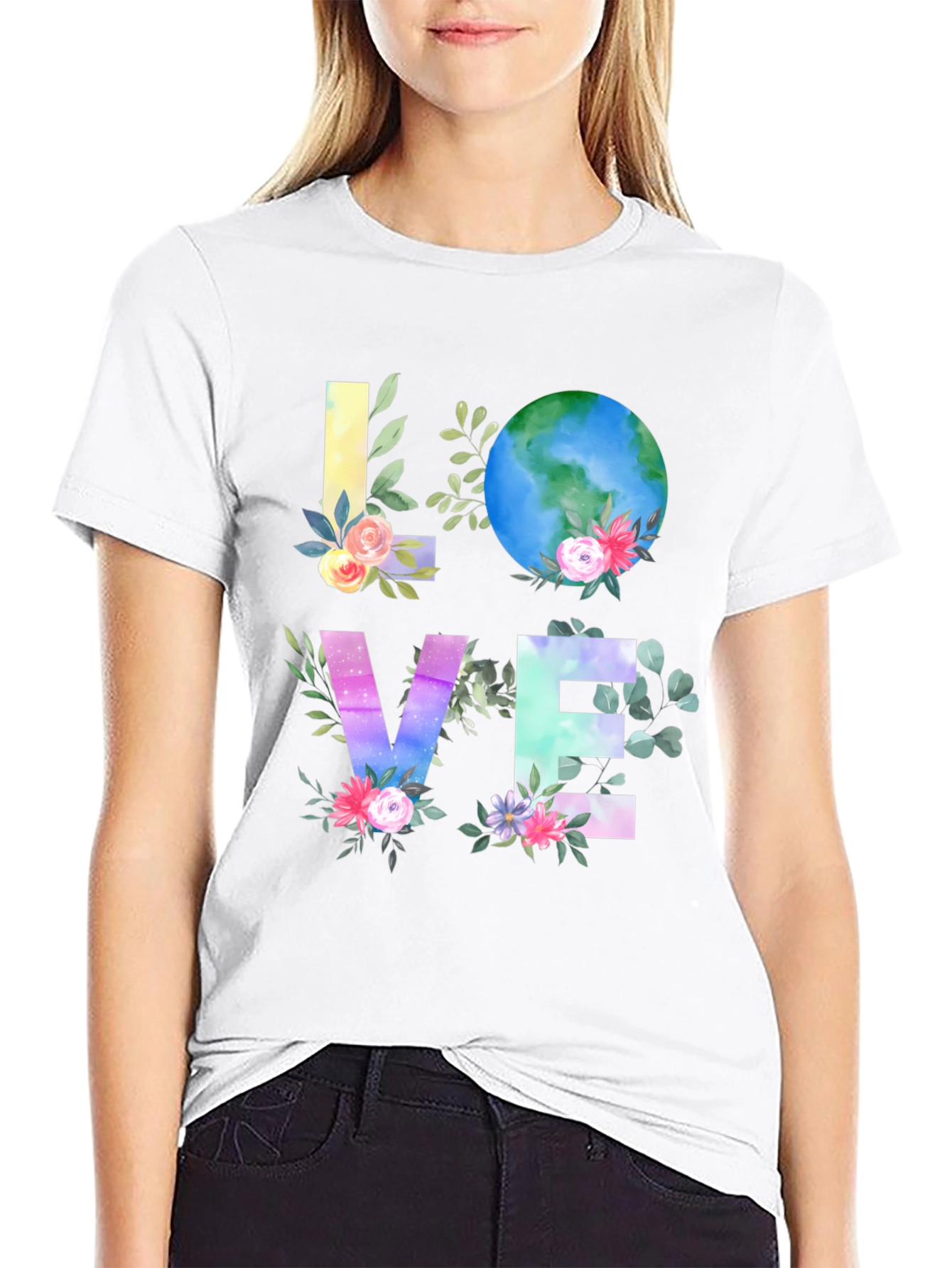 Love Earth Graphic T-Shirt - Floral Planet Tee