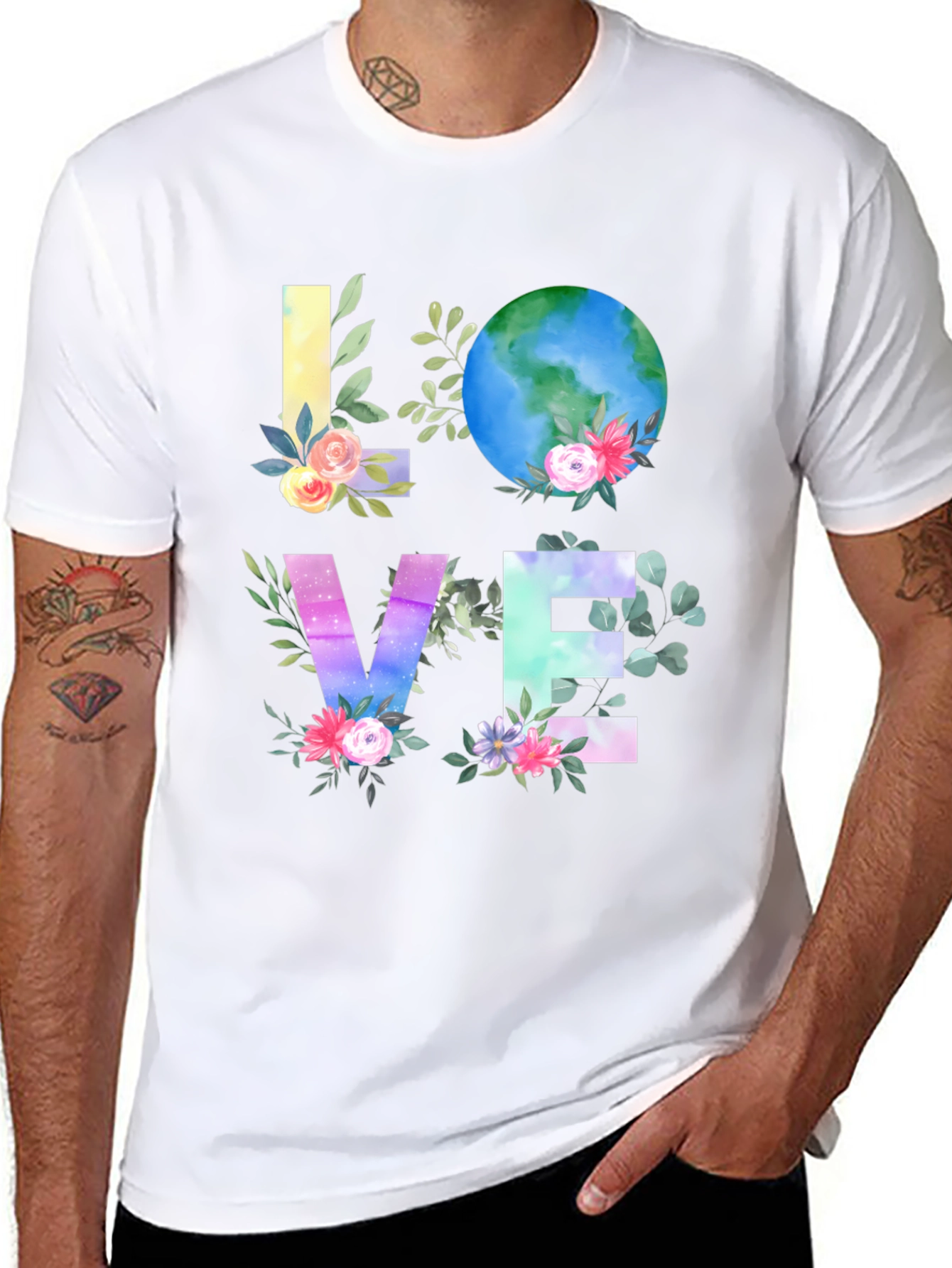 Love Earth Graphic T-Shirt - Floral Planet Tee