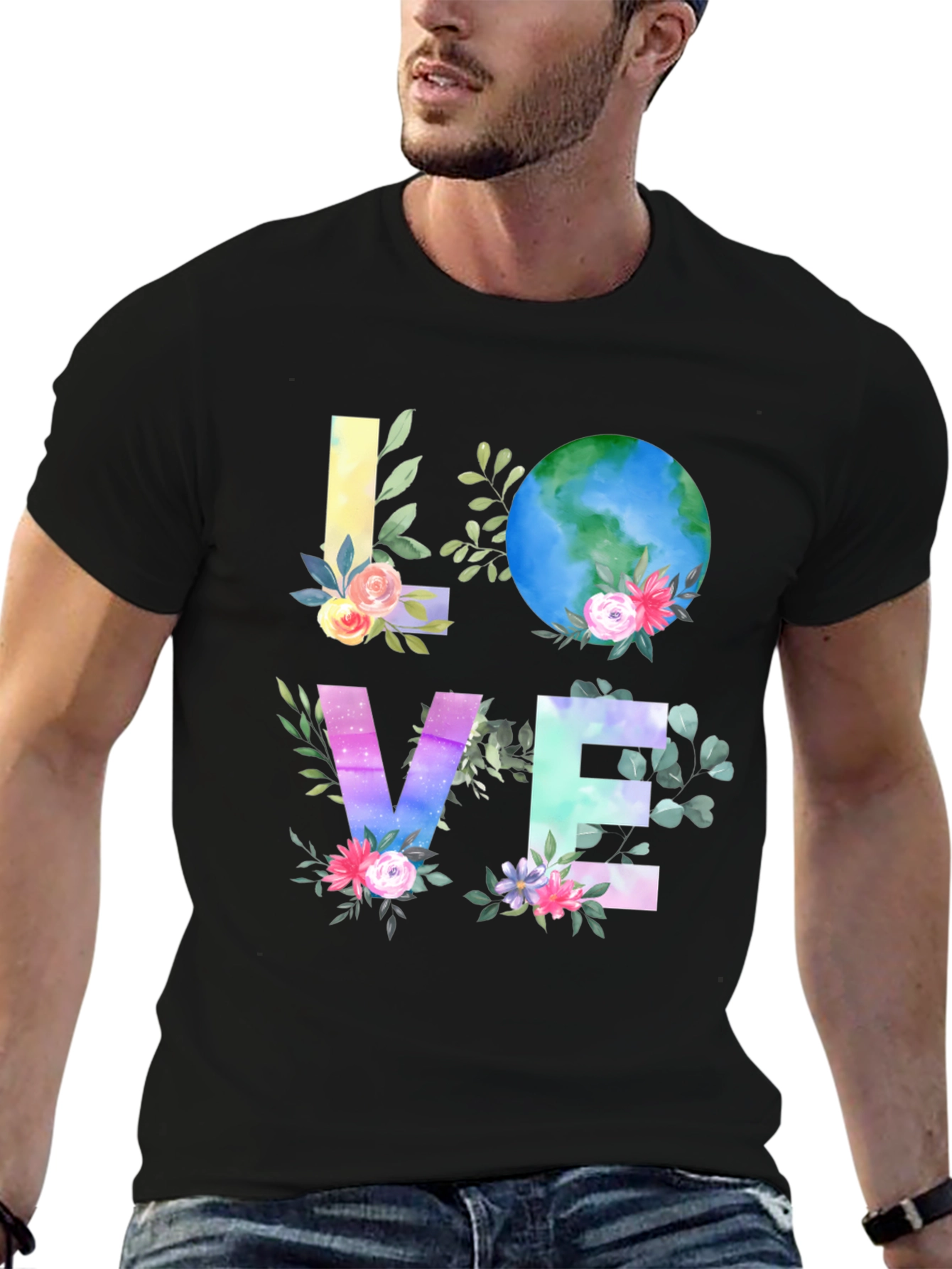 Love Earth Graphic T-Shirt - Floral Planet Tee