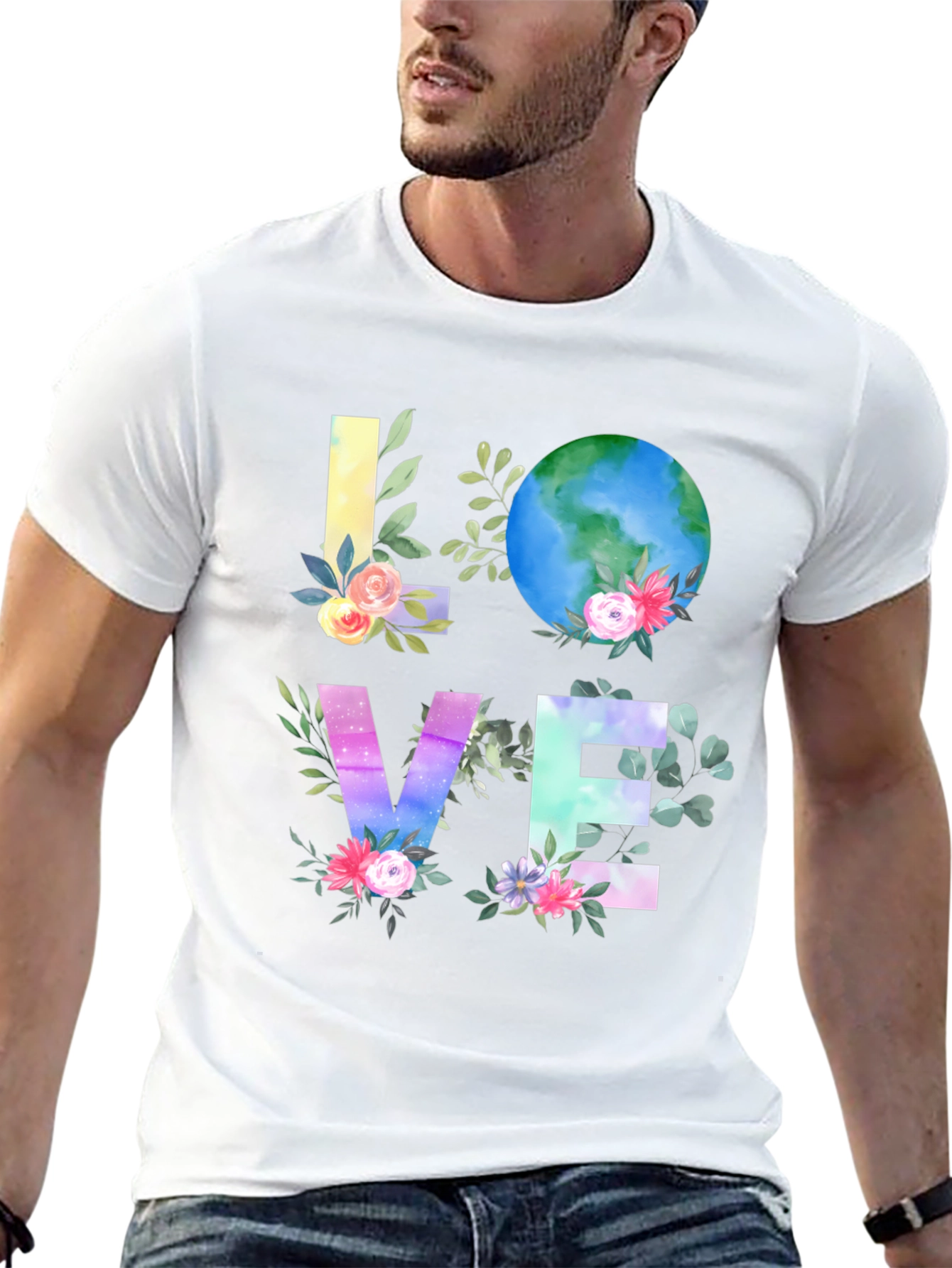 Love Earth Graphic T-Shirt - Floral Planet Tee