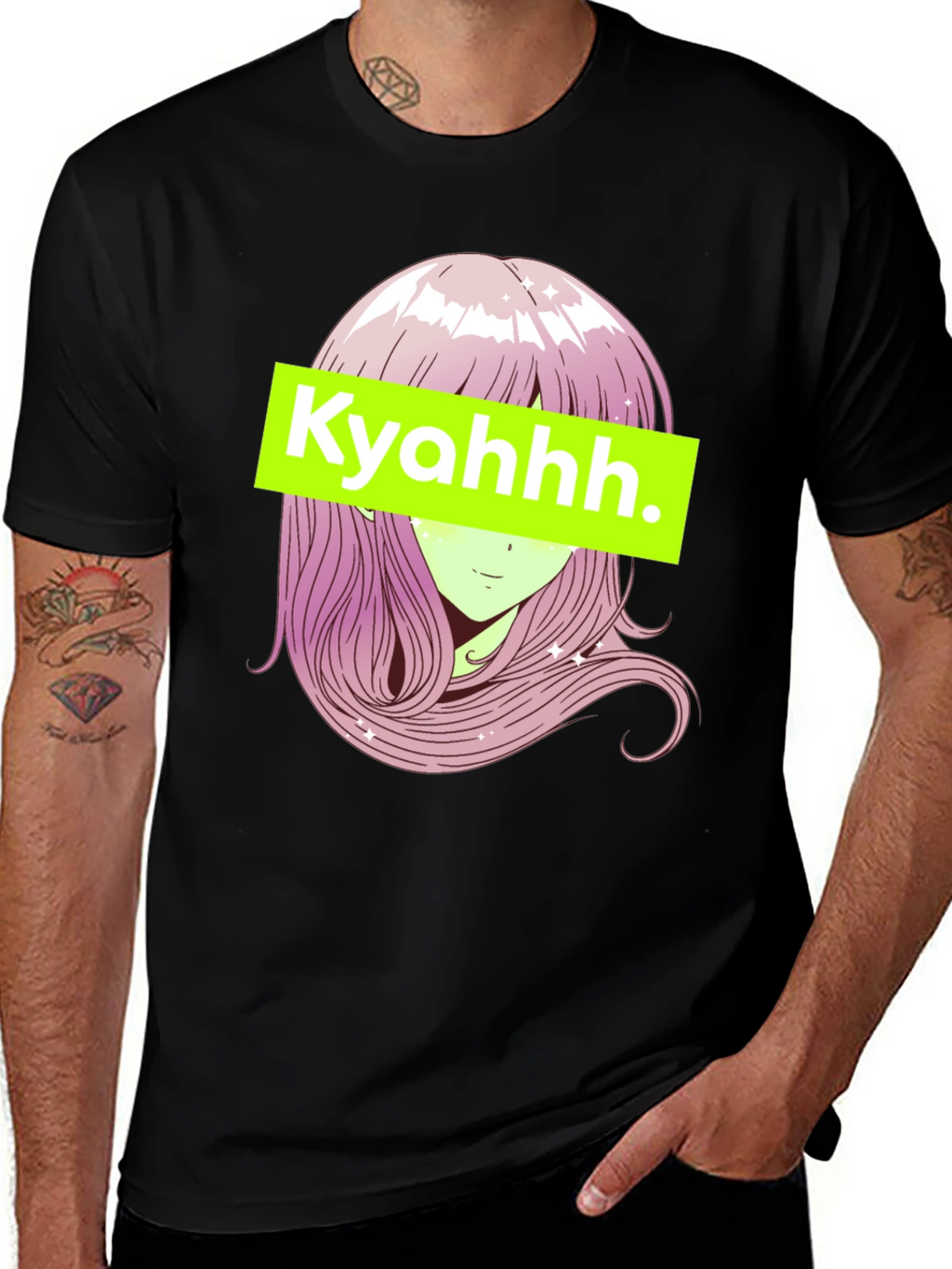 Anime Girl Graphic Tee - Black