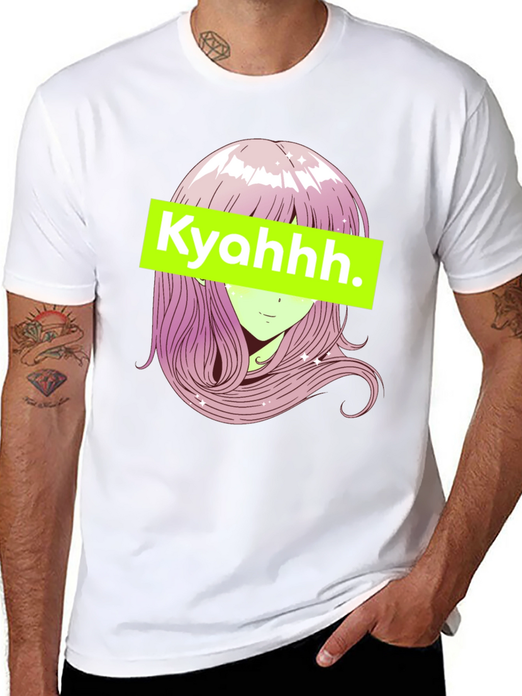 Anime Girl Graphic Tee - Black
