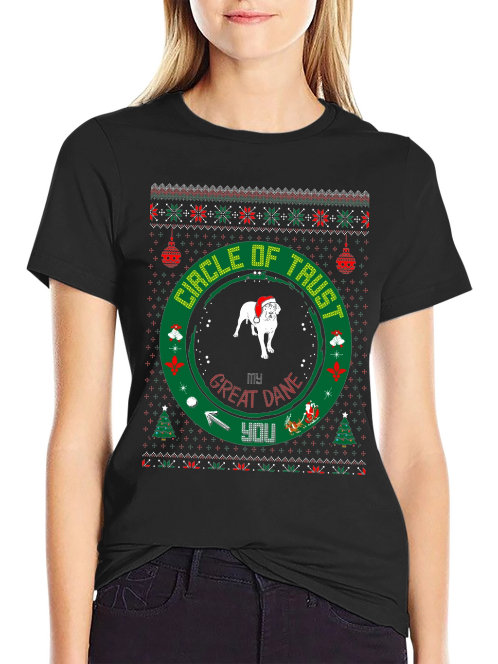 Great Dane Christmas Circle of Trust T-Shirt