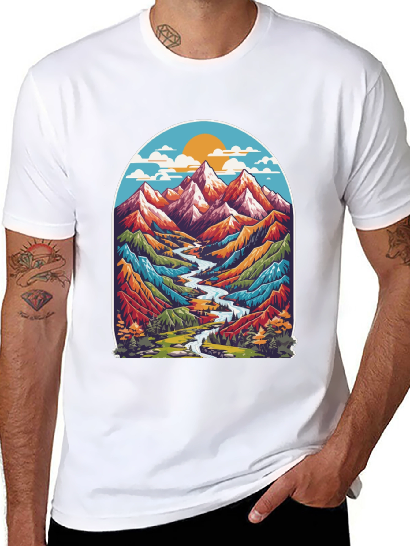 Mountain River T-Shirt - Nature Adventure Tee