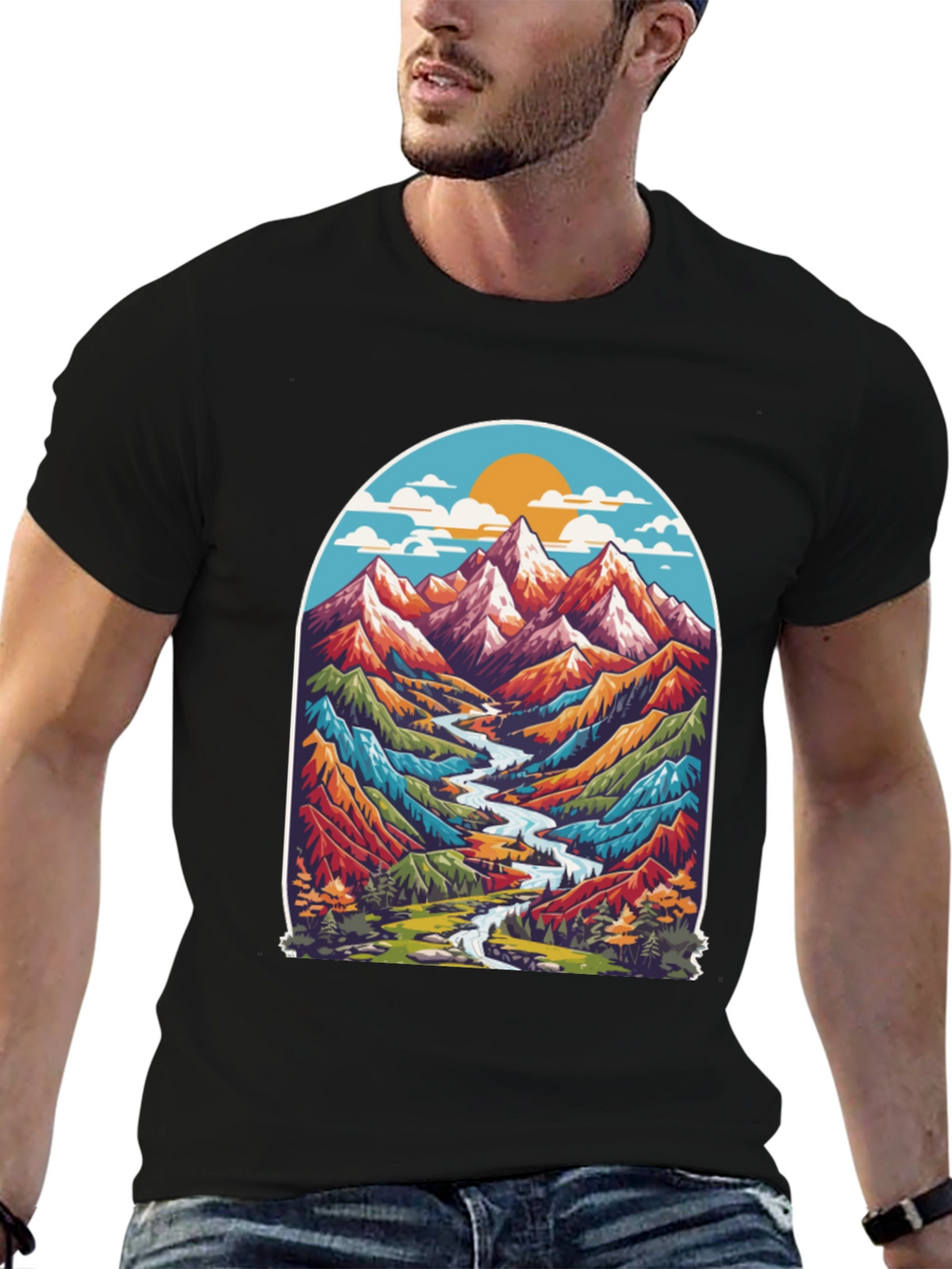 Mountain River T-Shirt - Nature Adventure Tee