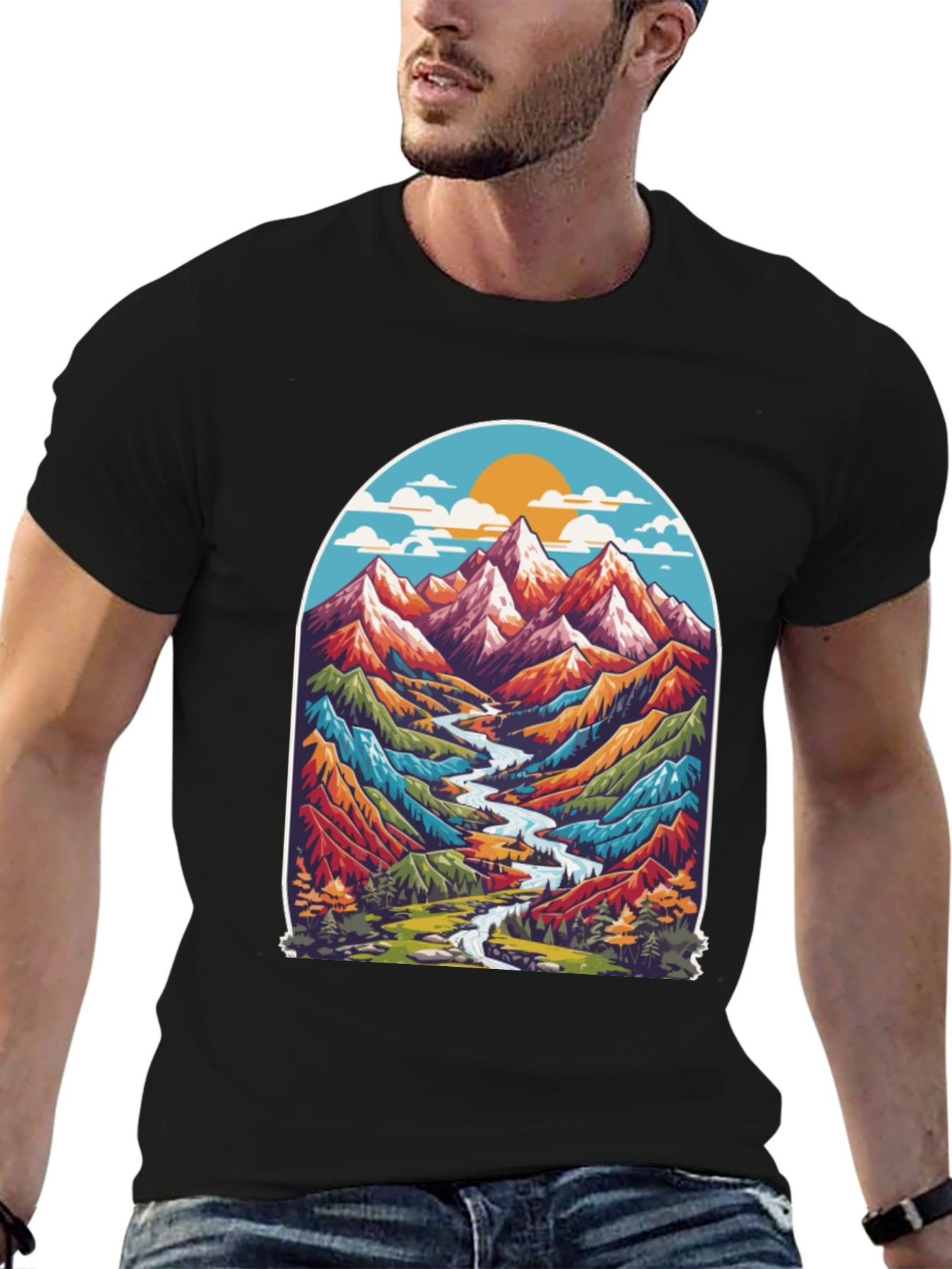 Mountain River T-Shirt - Nature Adventure Tee