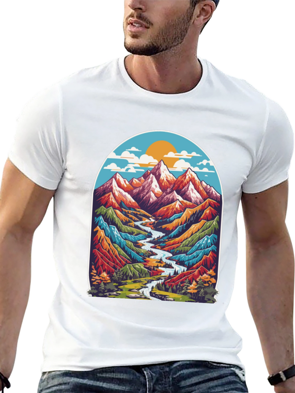 Mountain River T-Shirt - Nature Adventure Tee