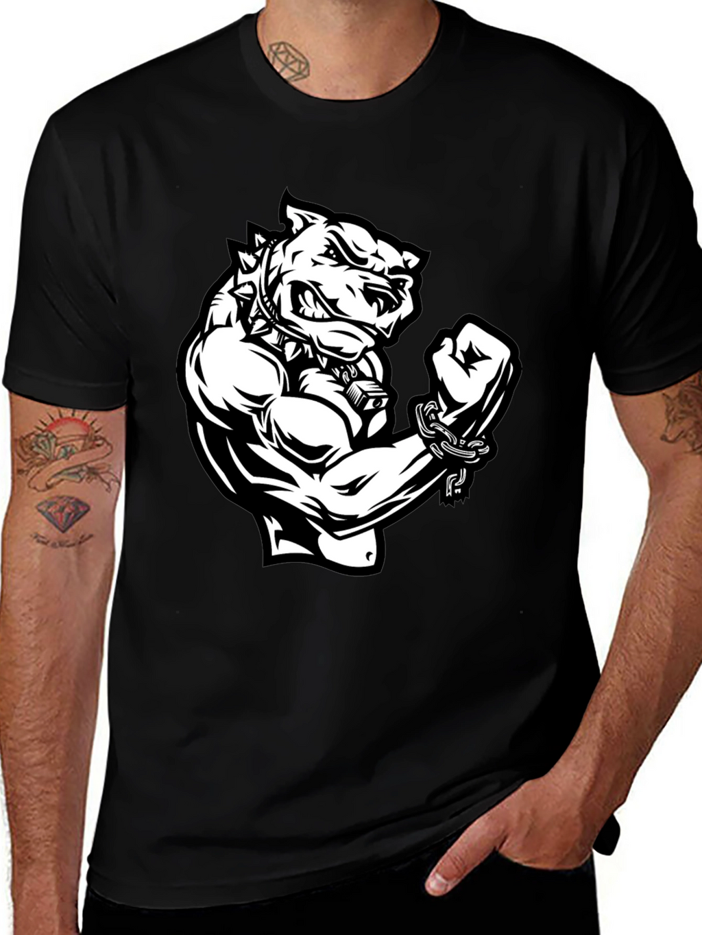 Graphic T-Shirt - Angry Dog with Muscles