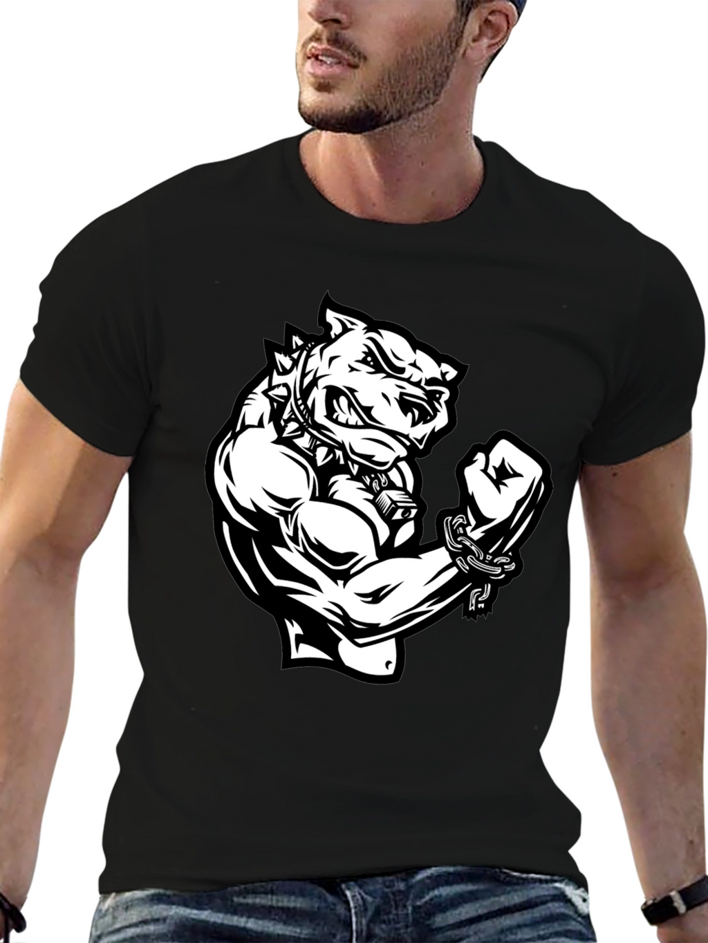 Graphic T-Shirt - Angry Dog with Muscles