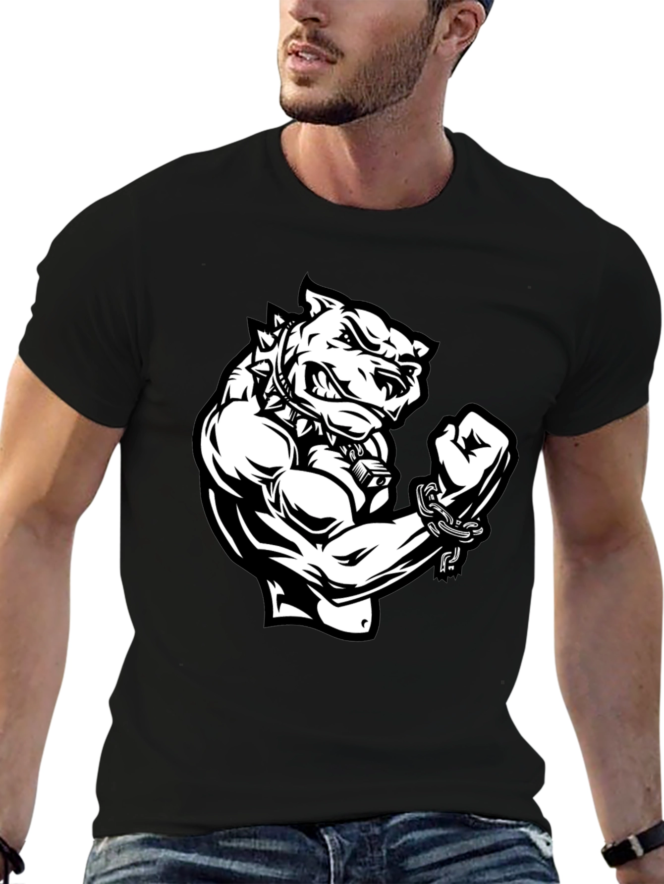 Graphic T-Shirt - Angry Dog with Muscles