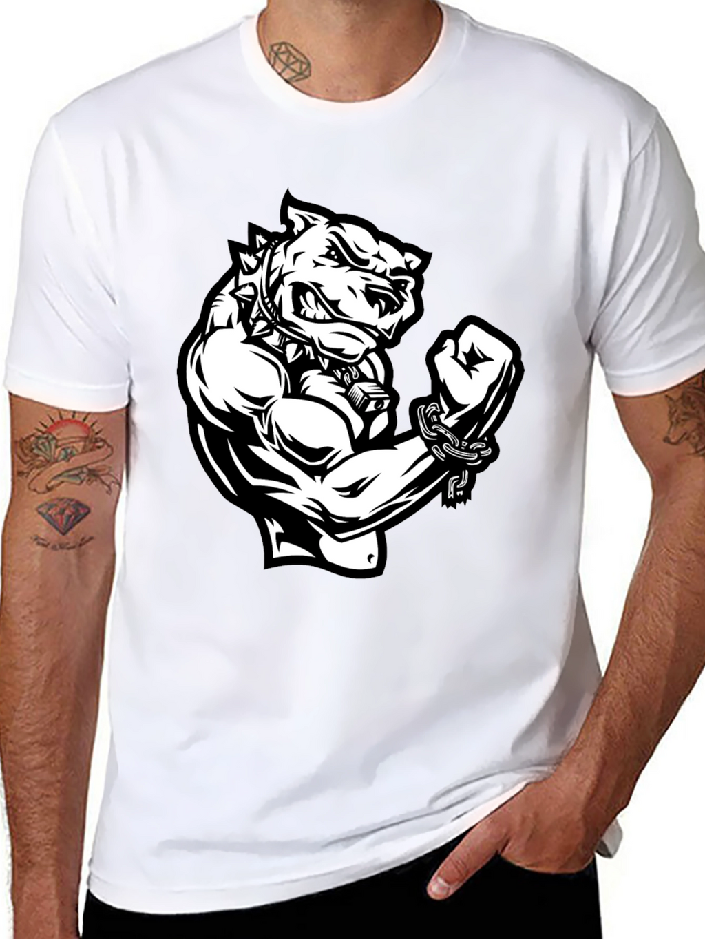 Graphic T-Shirt - Angry Dog with Muscles