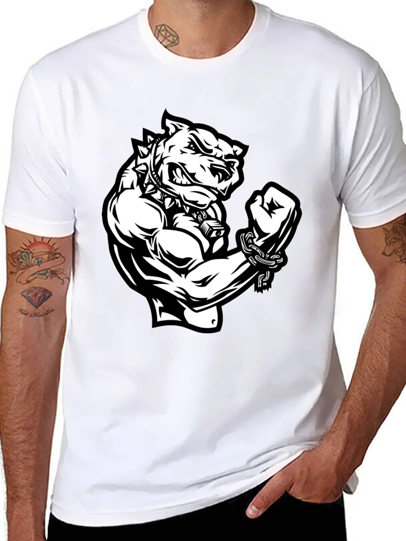Graphic T-Shirt - Angry Dog with Muscles