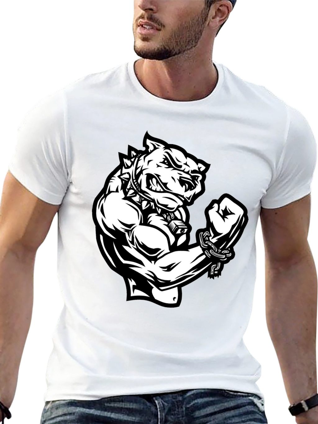 Graphic T-Shirt - Angry Dog with Muscles