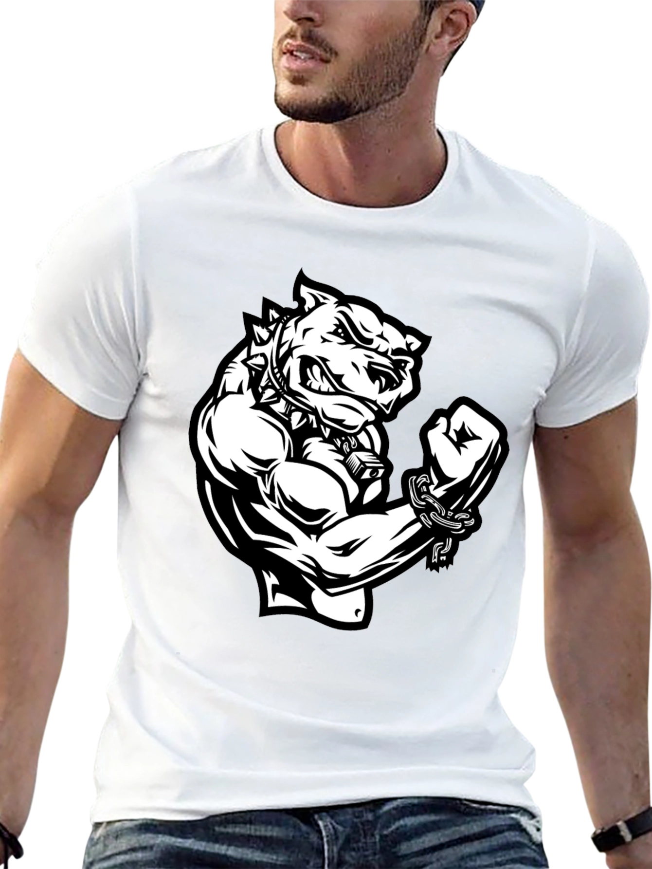 Graphic T-Shirt - Angry Dog with Muscles