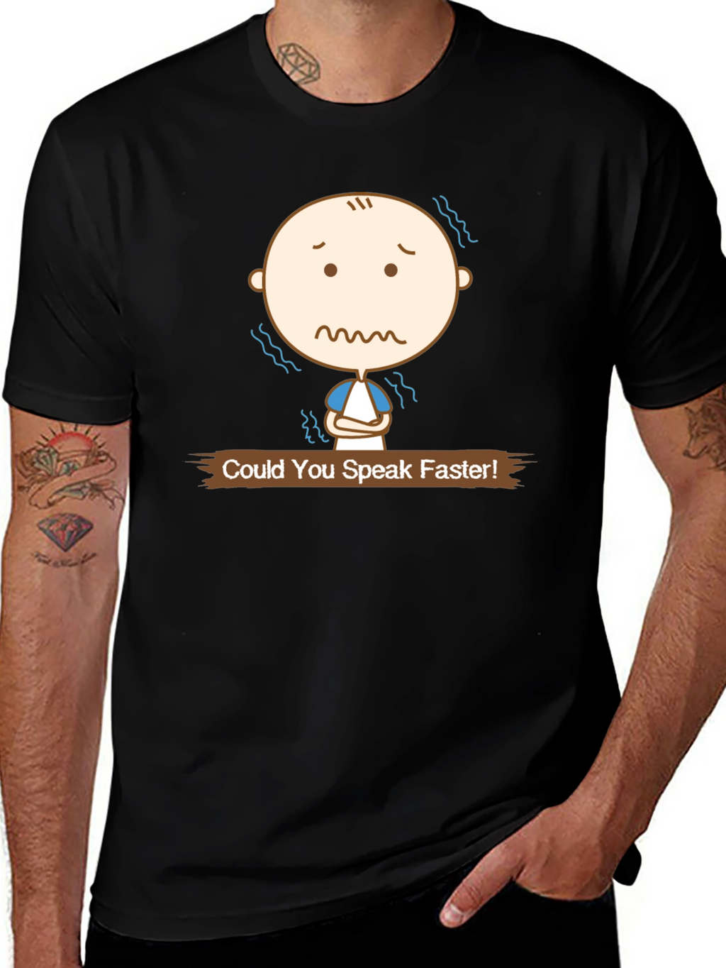 Speak Faster Graphic Tee - Black Cotton T-Shirt