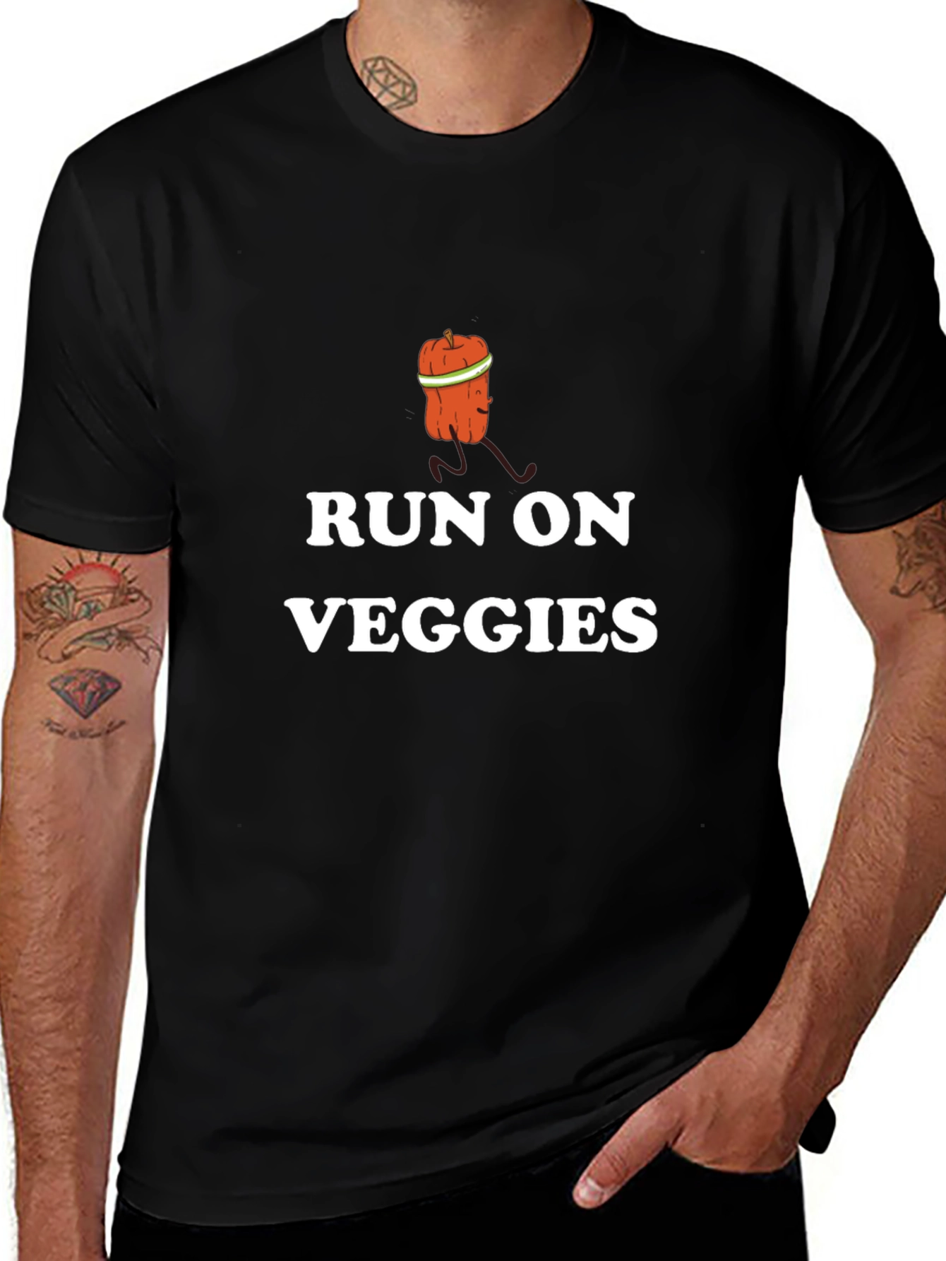 Run On Veggies T-Shirt - Funny Vegetarian Fitness Tee