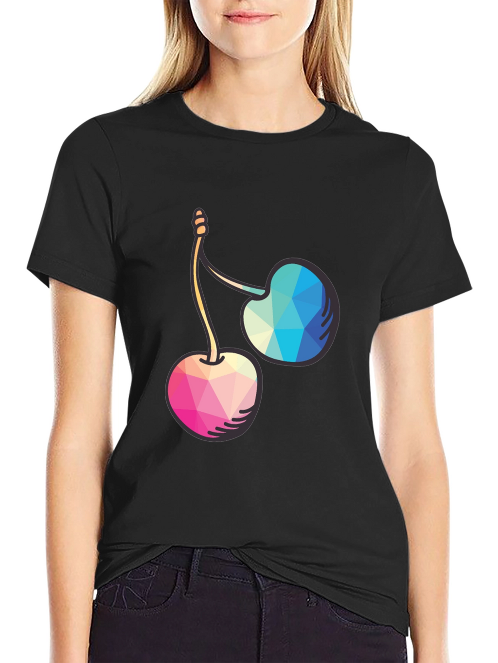 Geometric Cherry Graphic Tee - Modern Style