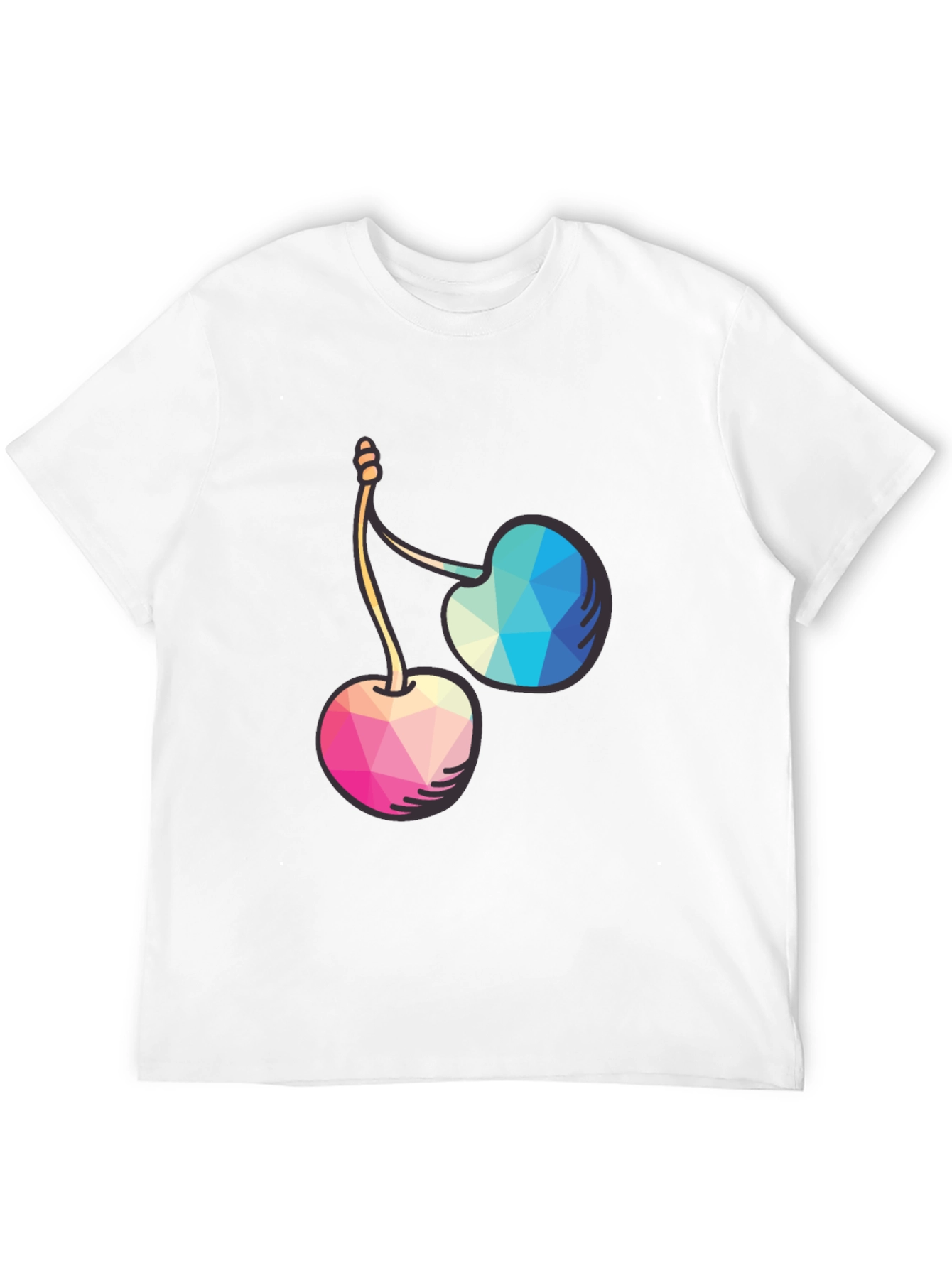 Geometric Cherry Graphic Tee - Modern Style