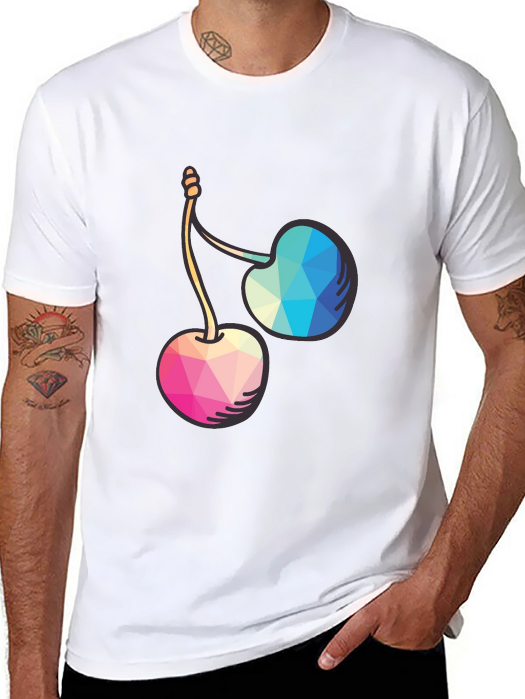 Geometric Cherry Graphic Tee - Modern Style