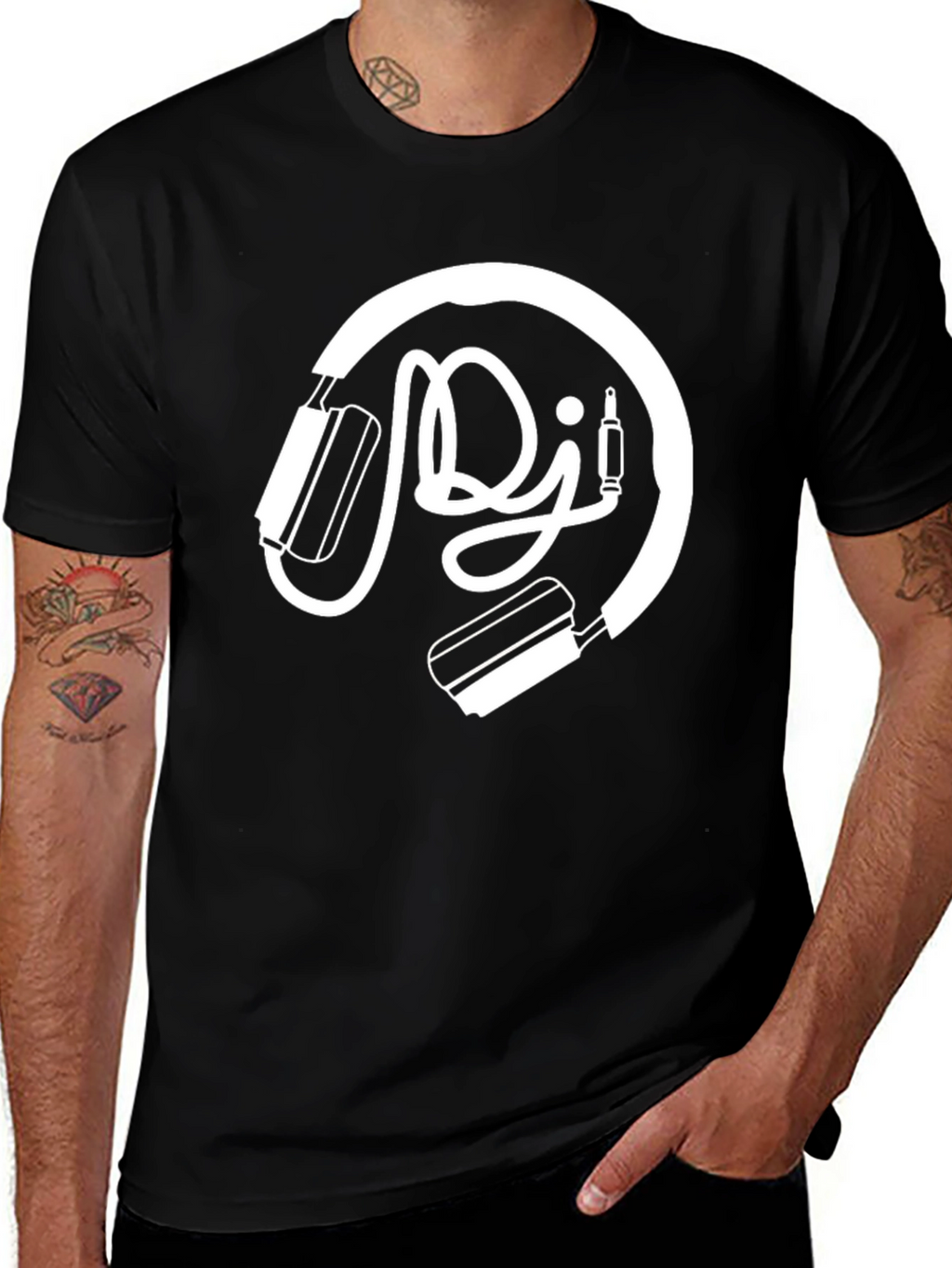 DJ Headphones Graphic T-Shirt - Black