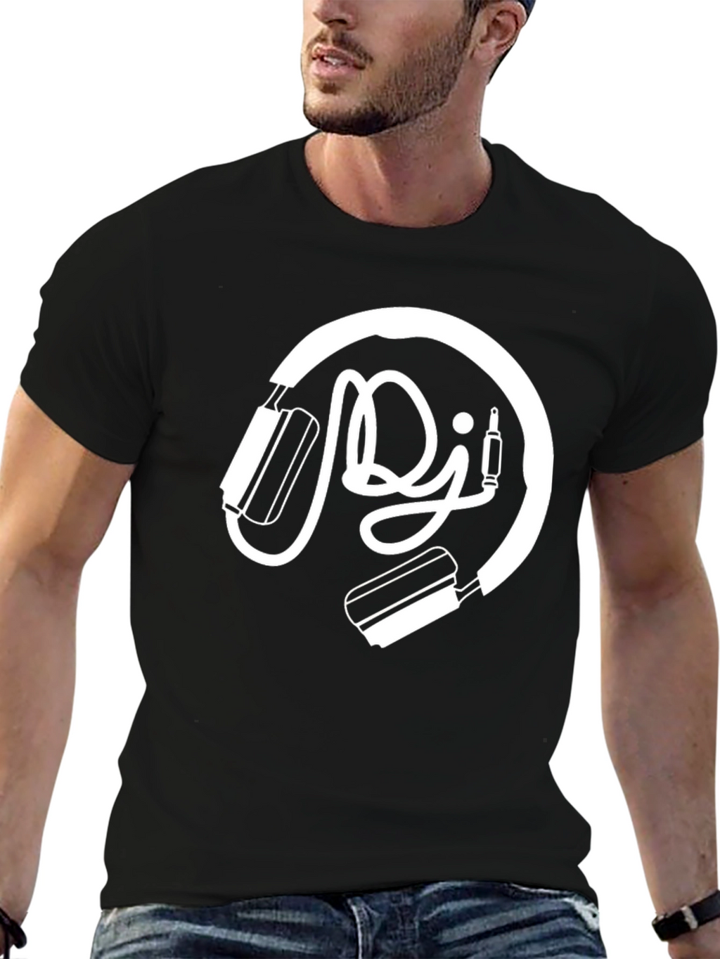 DJ Headphones Graphic T-Shirt - Black