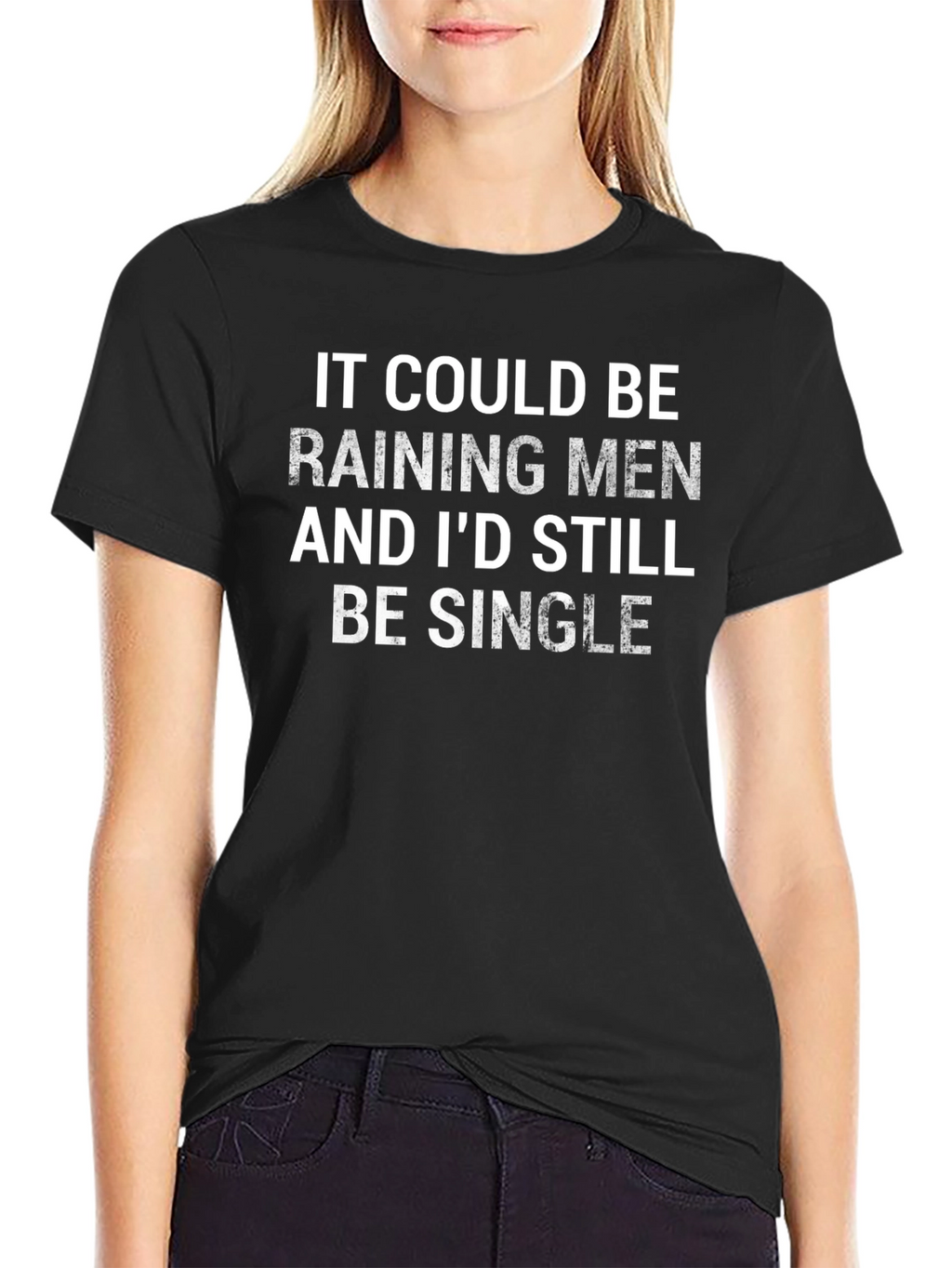 Funny Raining Men Graphic Black T-Shirt