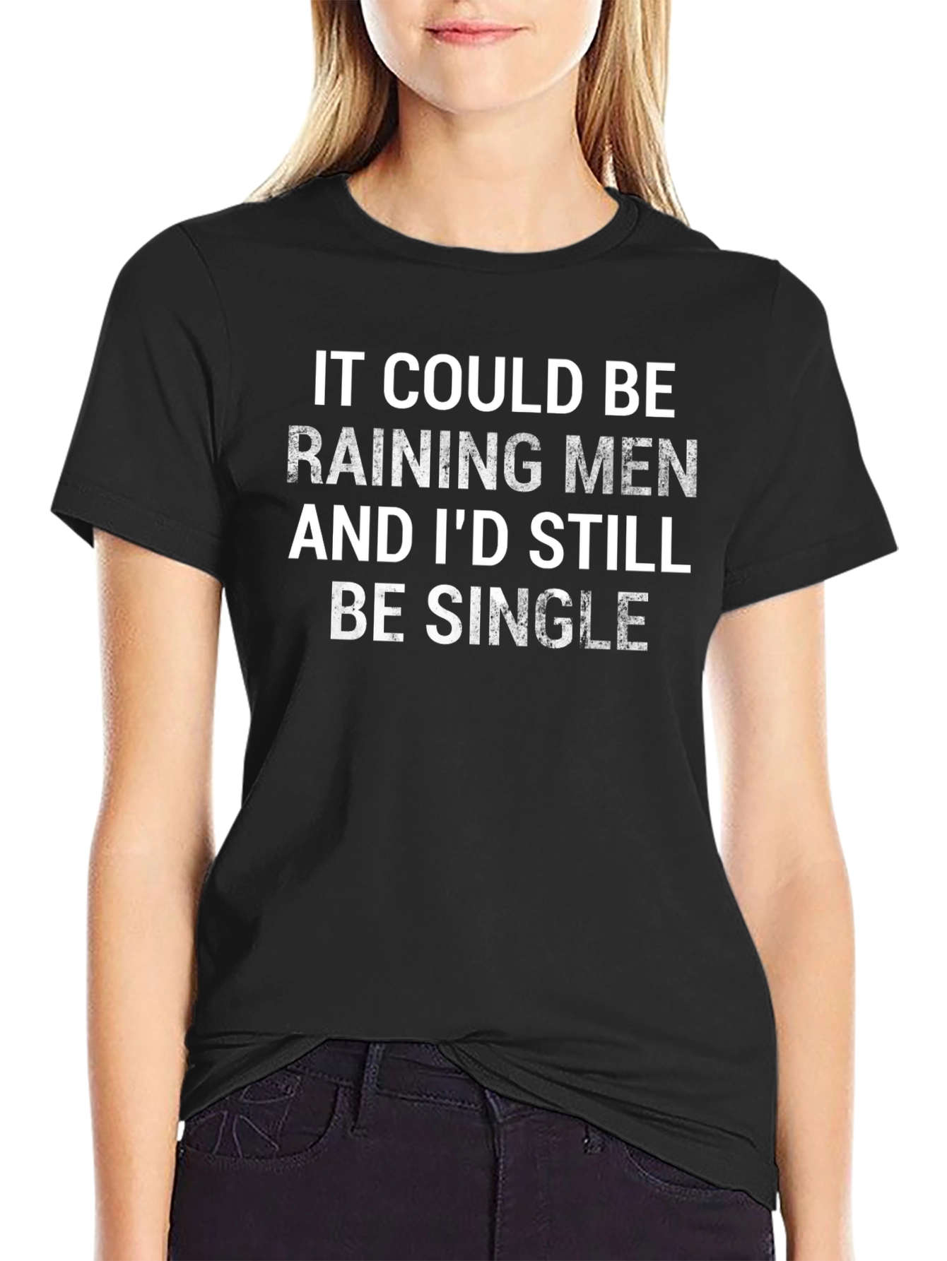Funny Raining Men Graphic Black T-Shirt