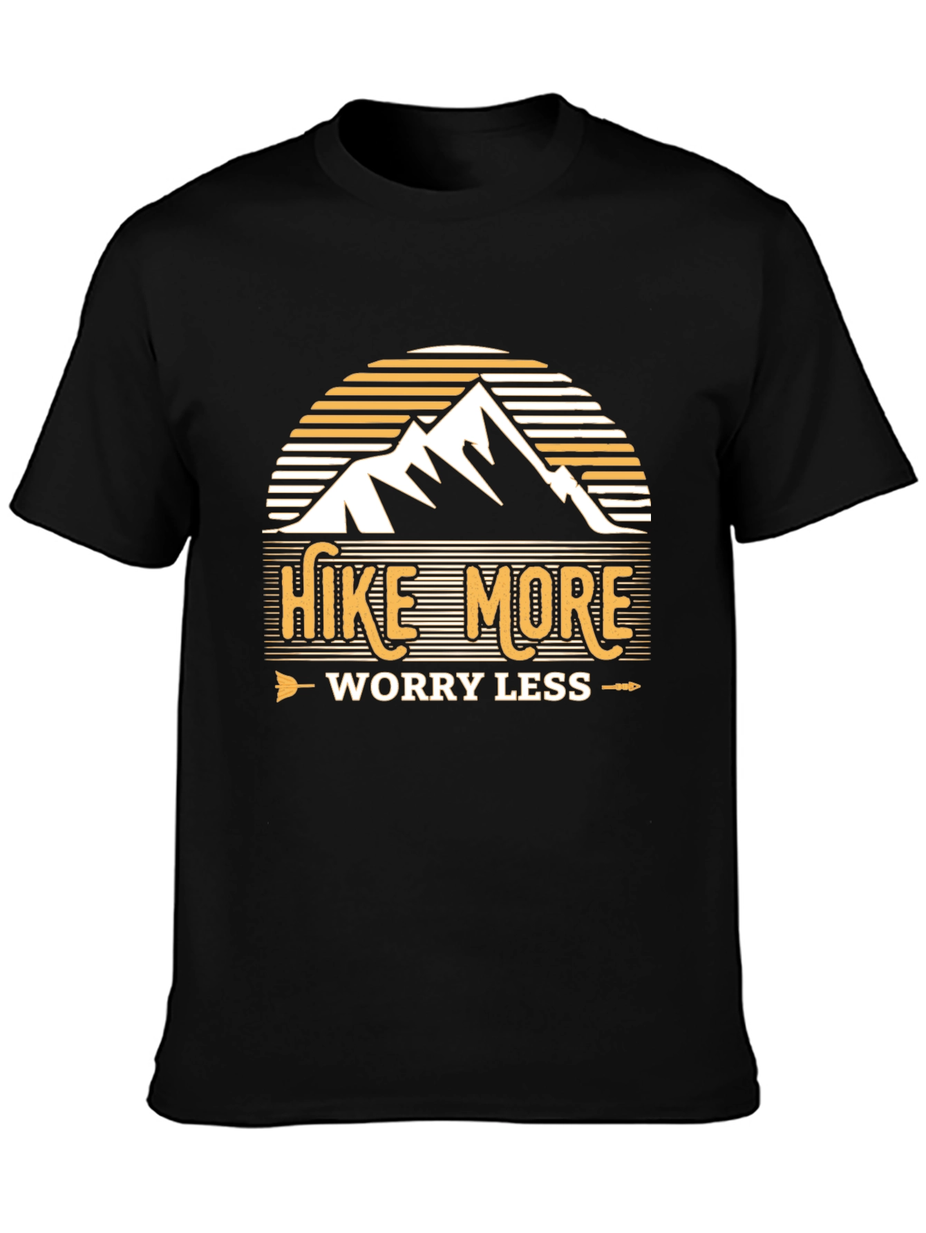 Hike More Worry Less Black Graphic T-Shirt