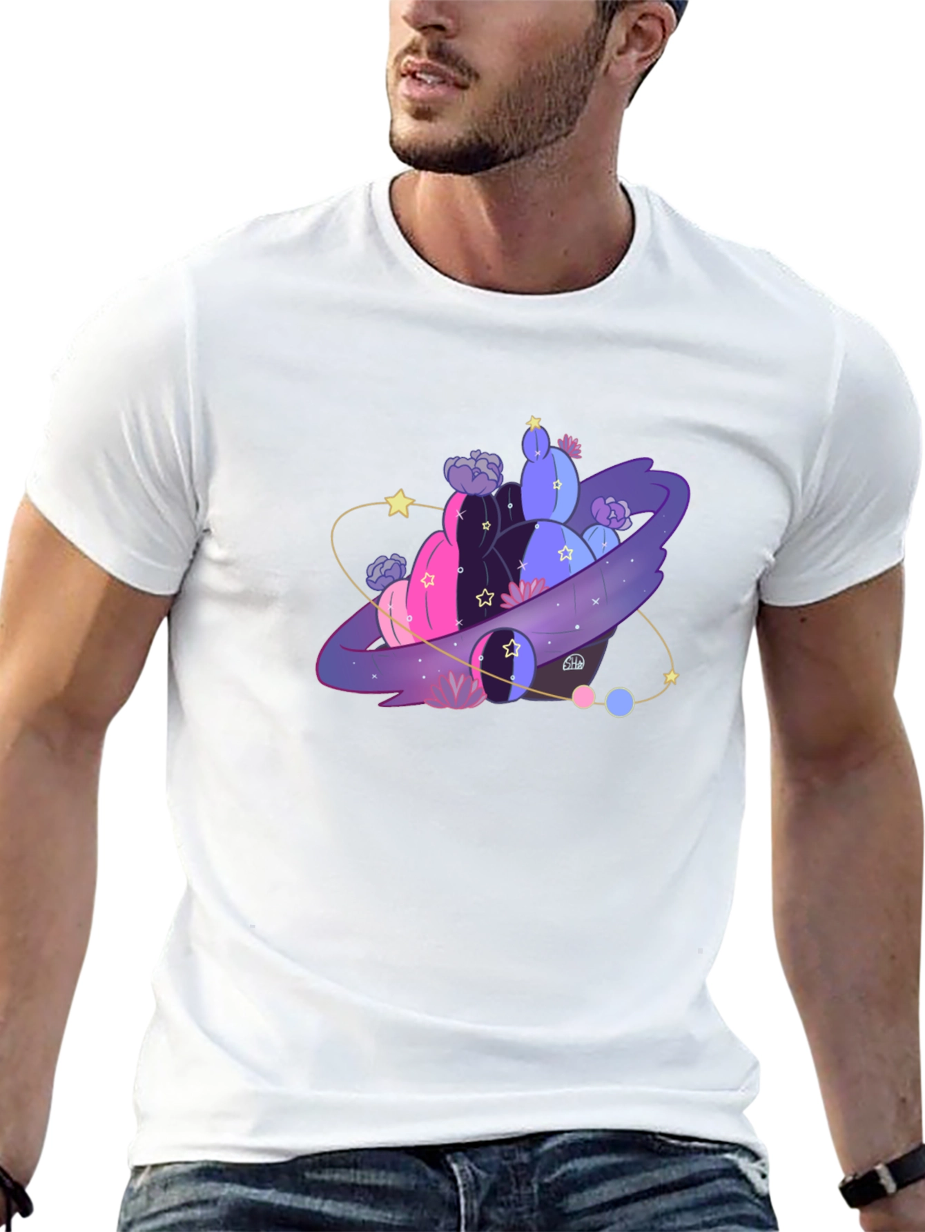 Galaxy Cactus T-Shirt - Unique Graphic Tee