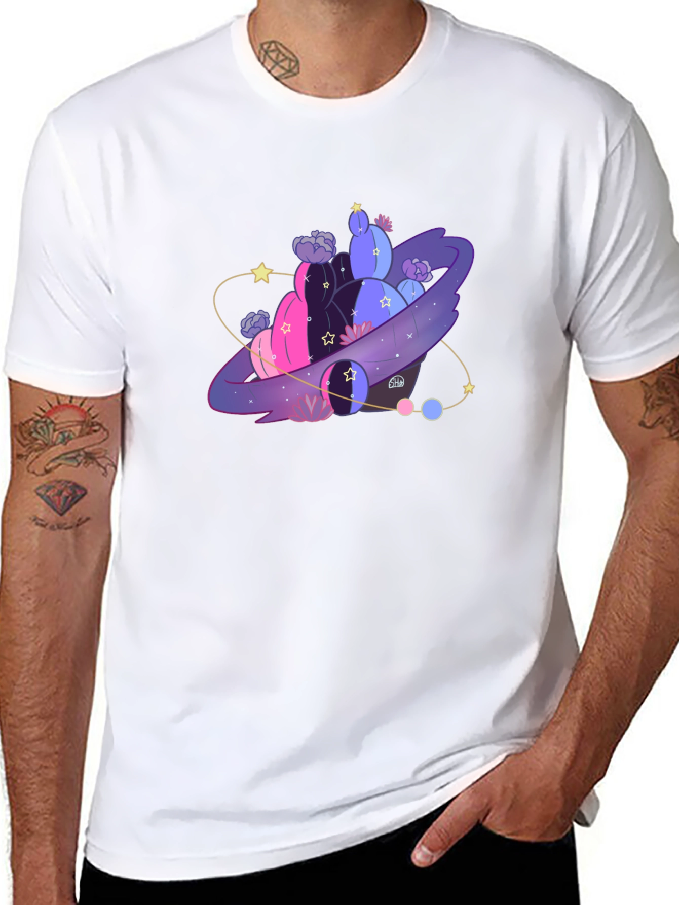 Galaxy Cactus T-Shirt - Unique Graphic Tee