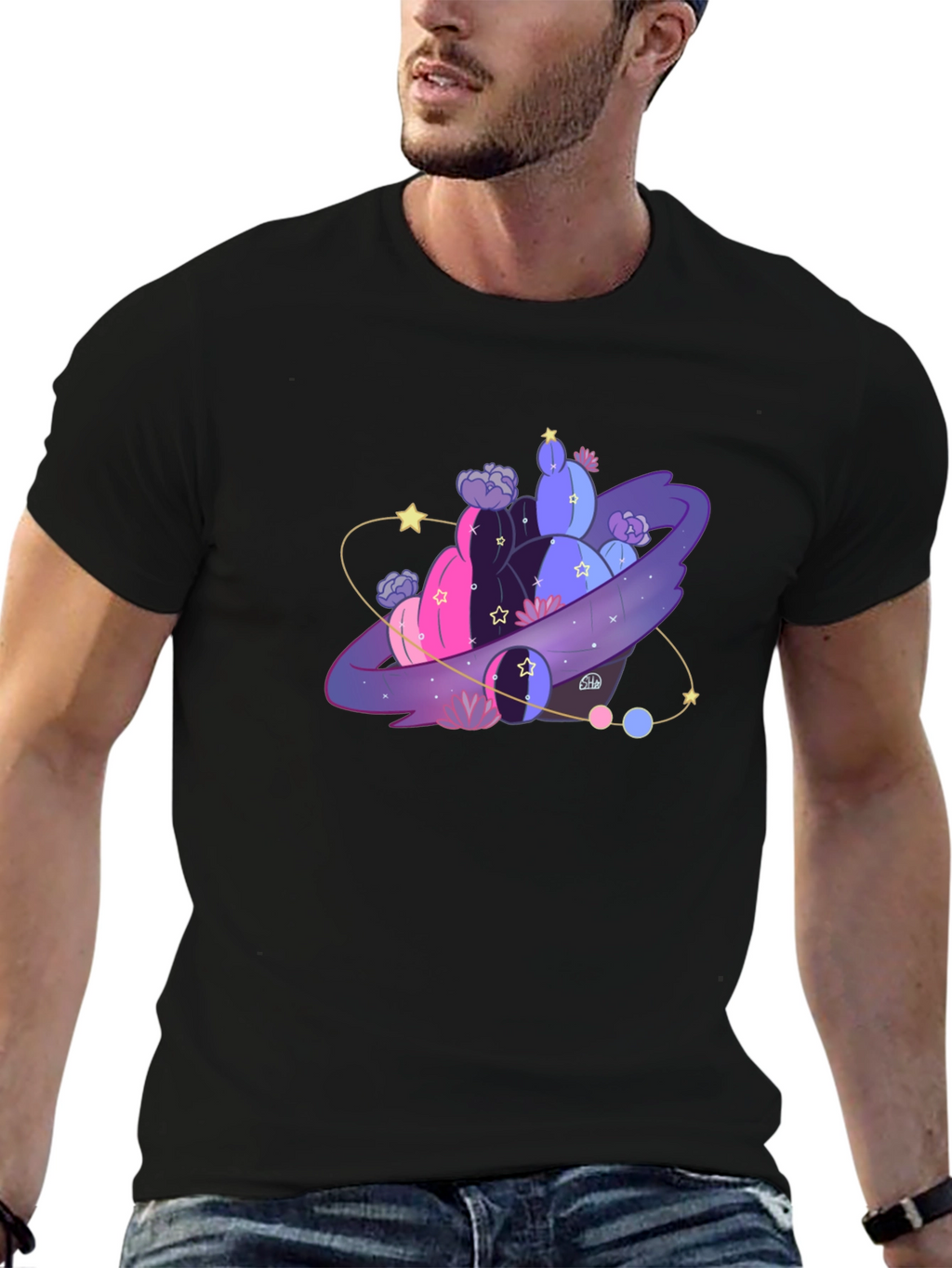 Galaxy Cactus T-Shirt - Unique Graphic Tee