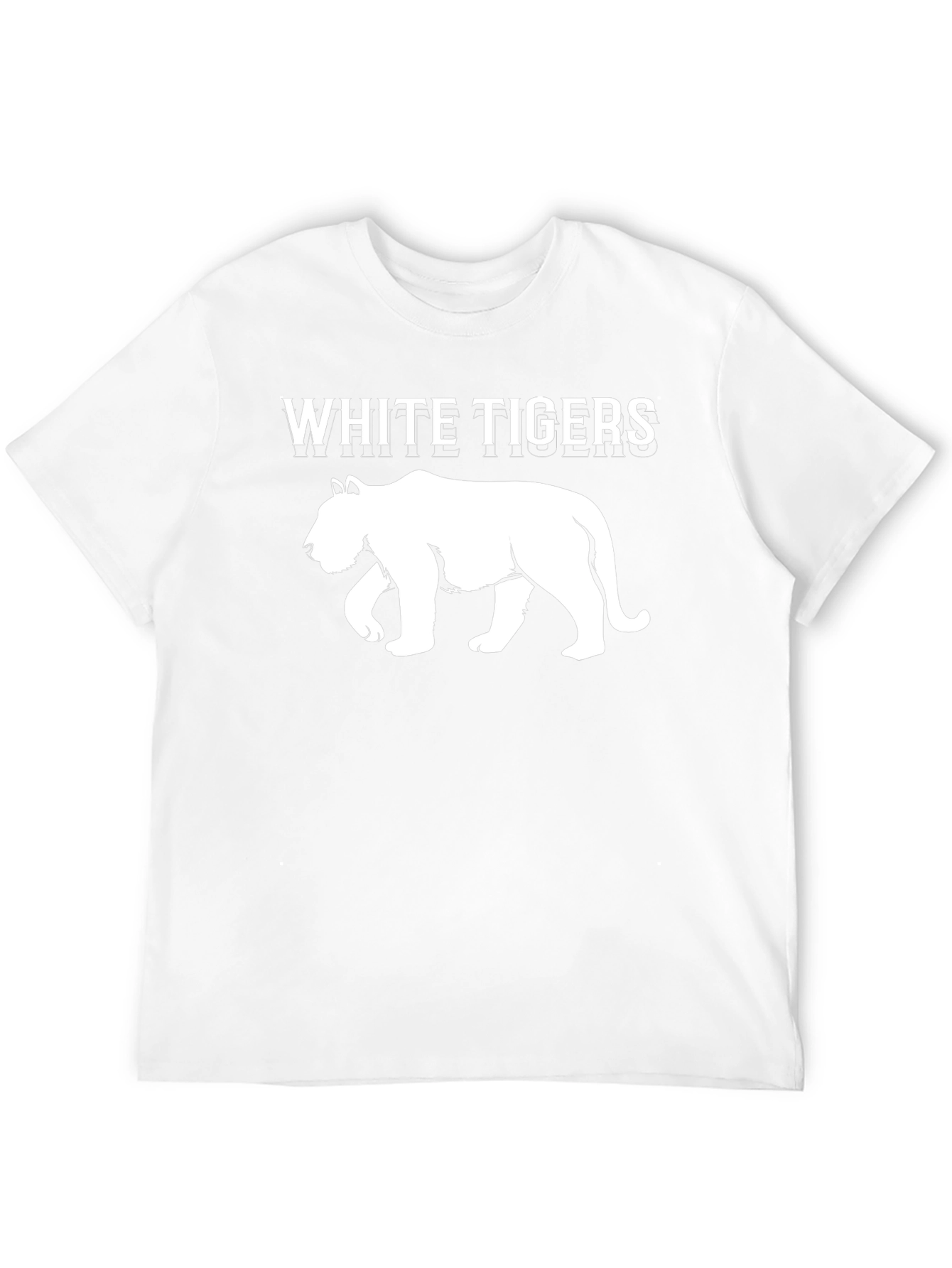 White Tigers Graphic Print Black T-Shirt
