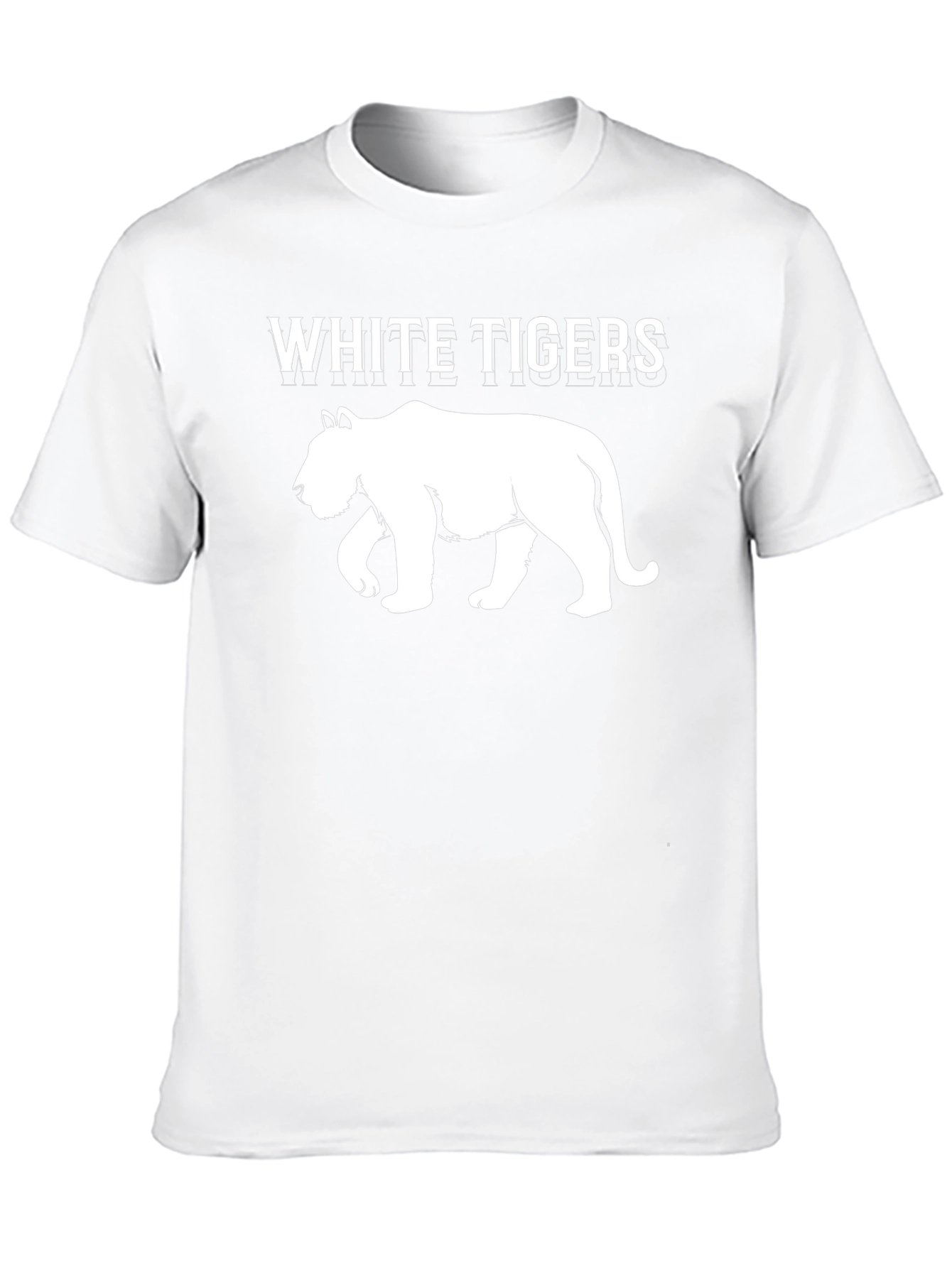 White Tigers Graphic Print Black T-Shirt