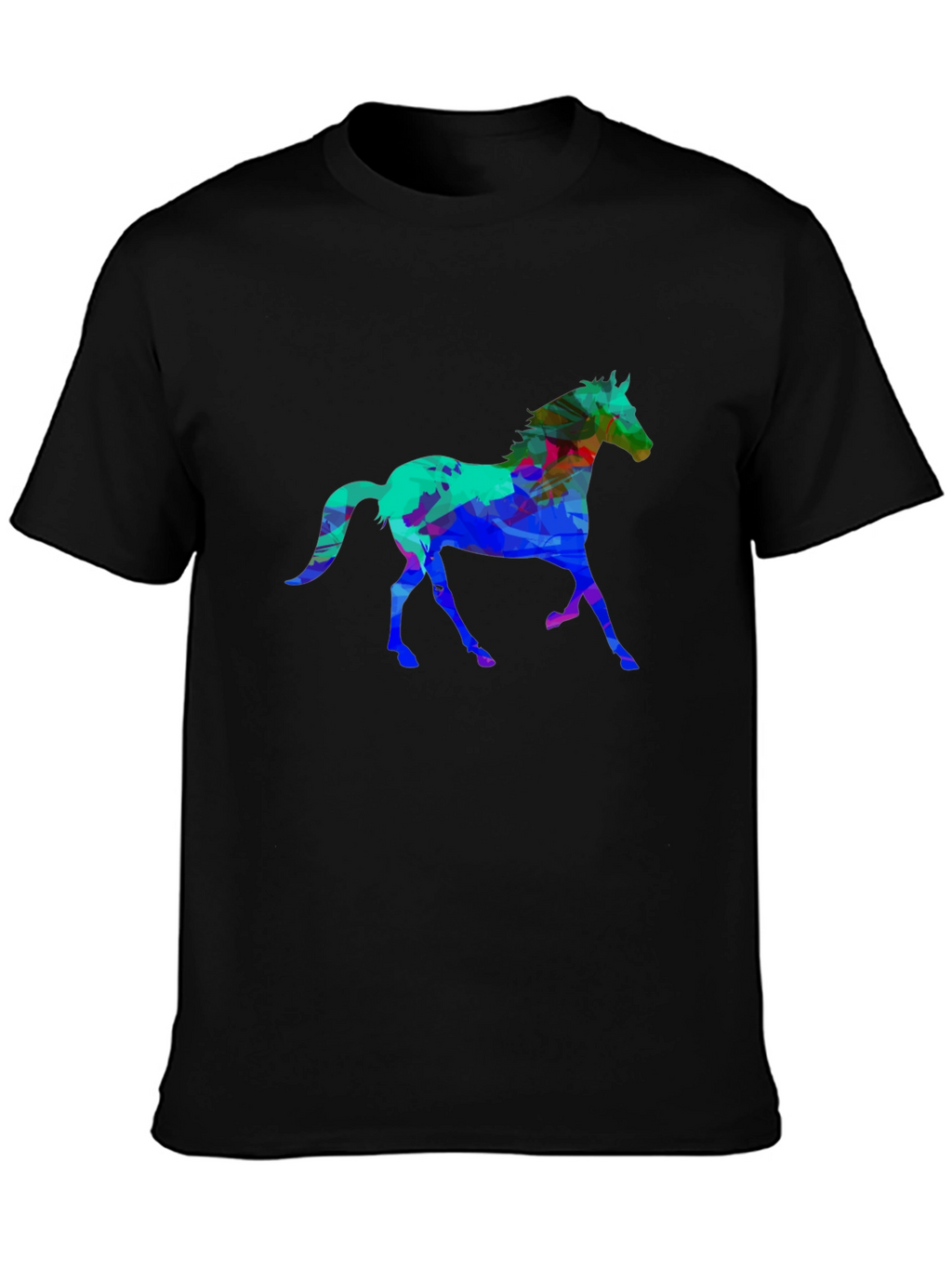 Abstract Horse Graphic Black T-Shirt