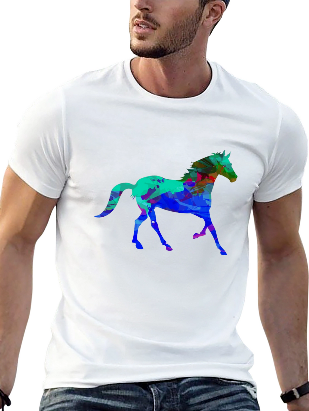Abstract Horse Graphic Black T-Shirt