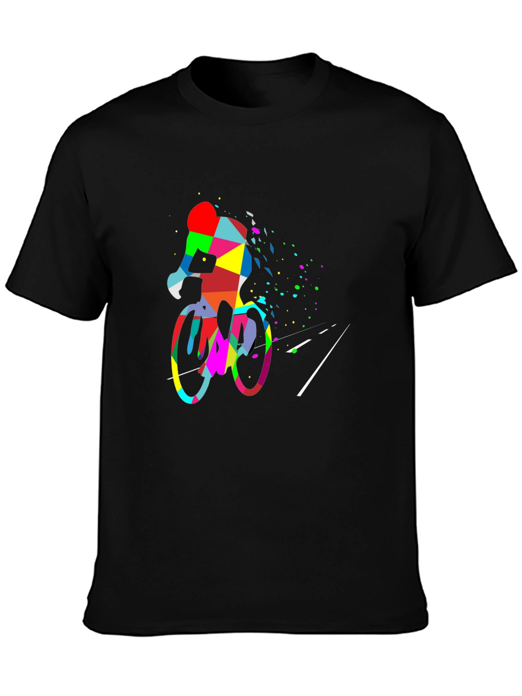 Abstract Cyclist Graphic Tee - Black