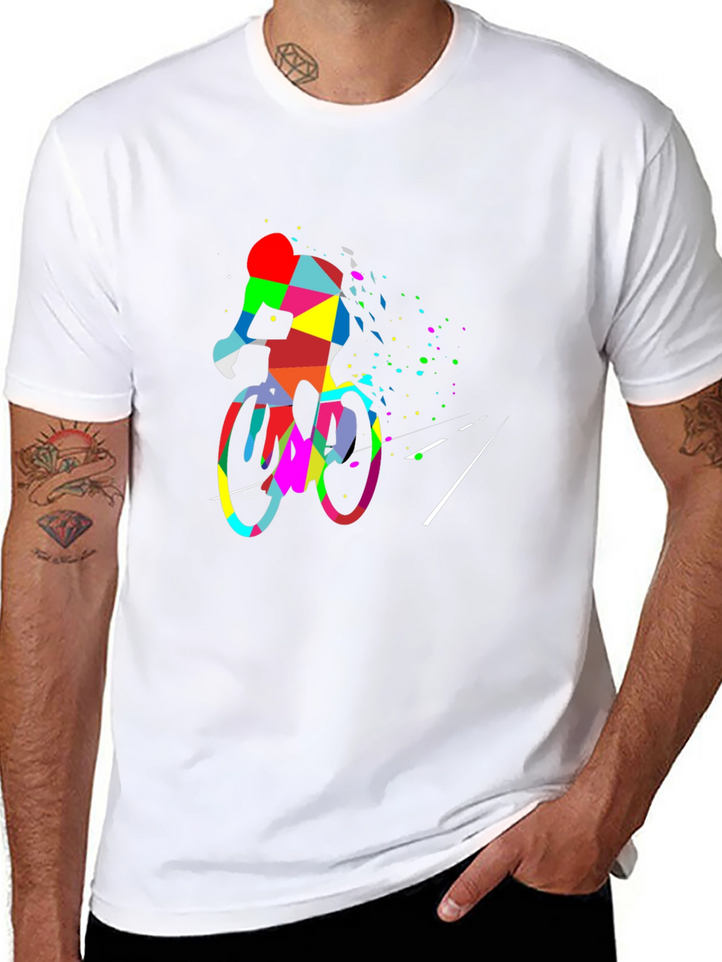 Abstract Cyclist Graphic Tee - Black