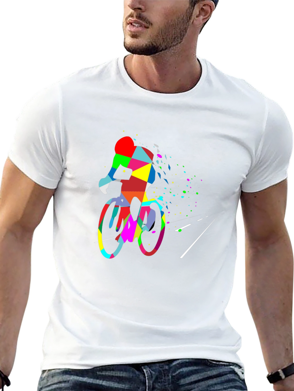 Abstract Cyclist Graphic Tee - Black