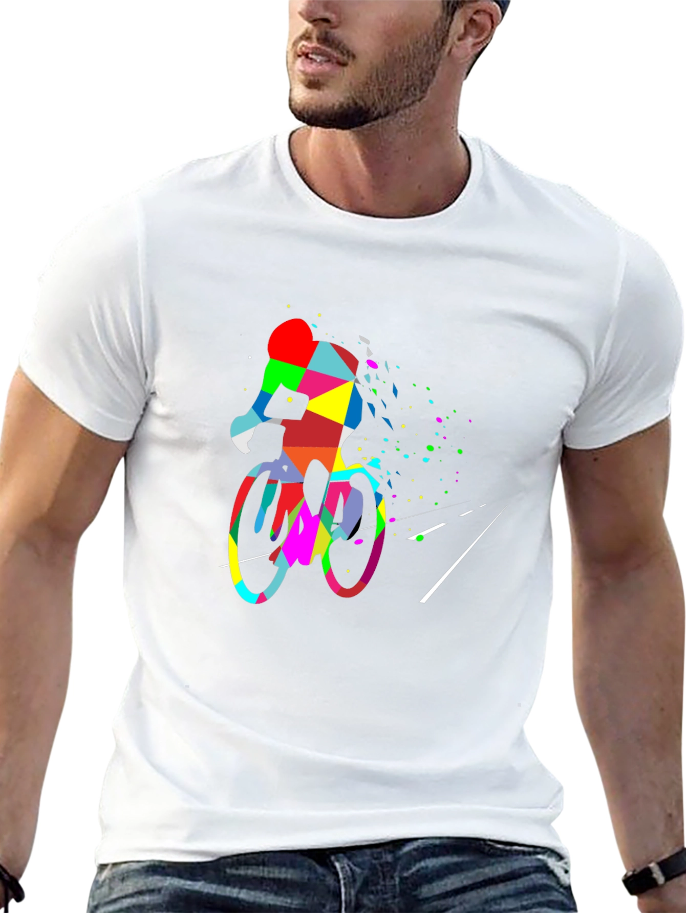 Abstract Cyclist Graphic Tee - Black