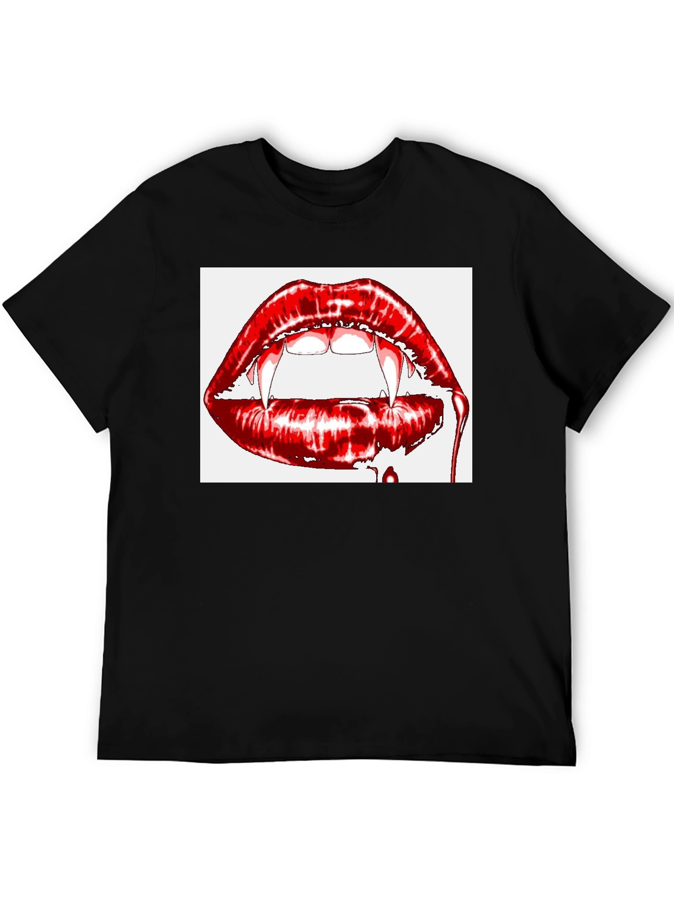 Vampire Lips Graphic Tee - Gothic Halloween Shirt