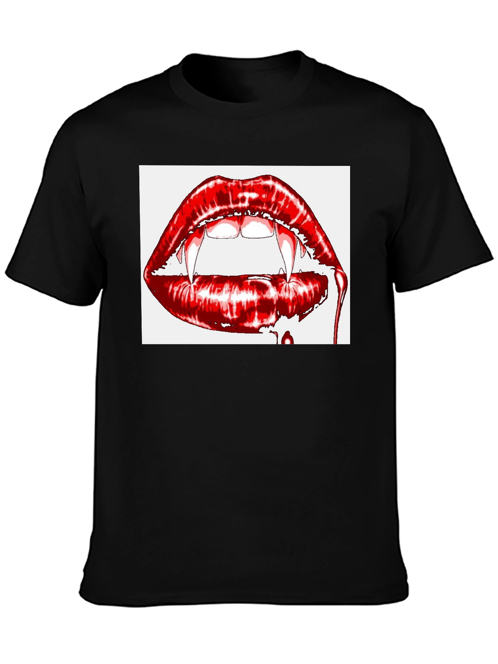 Vampire Lips Graphic Tee - Gothic Halloween Shirt