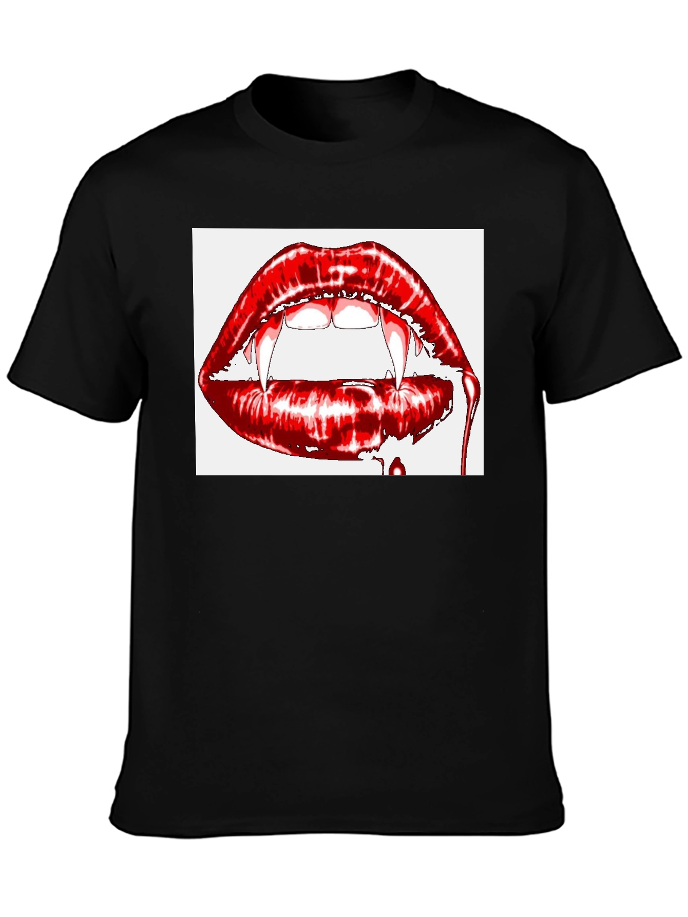 Vampire Lips Graphic Tee - Gothic Halloween Shirt
