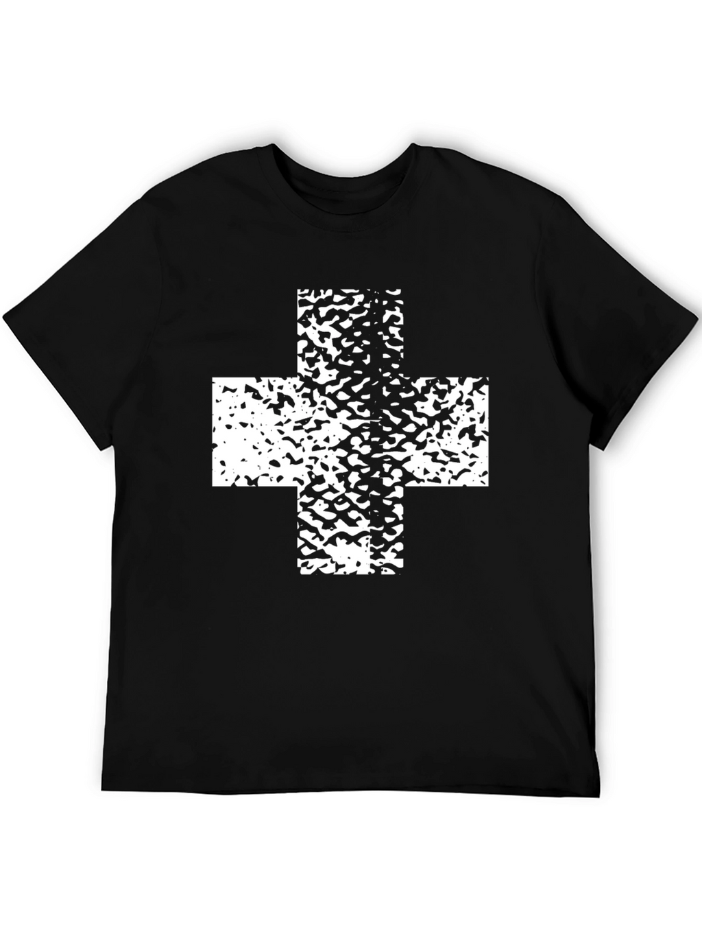 Bold Black T-Shirt with White Cross Graphic