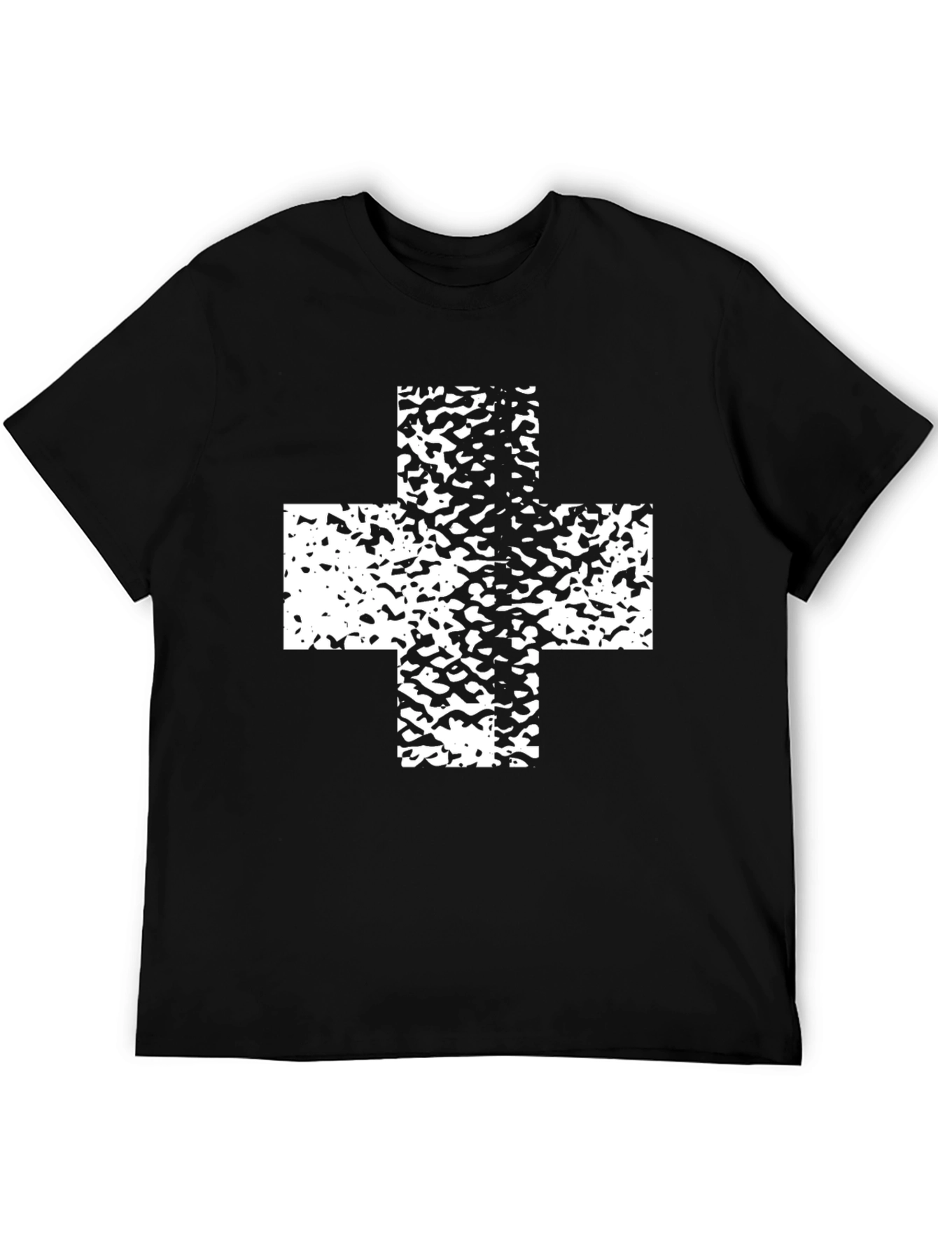 Bold Black T-Shirt with White Cross Graphic