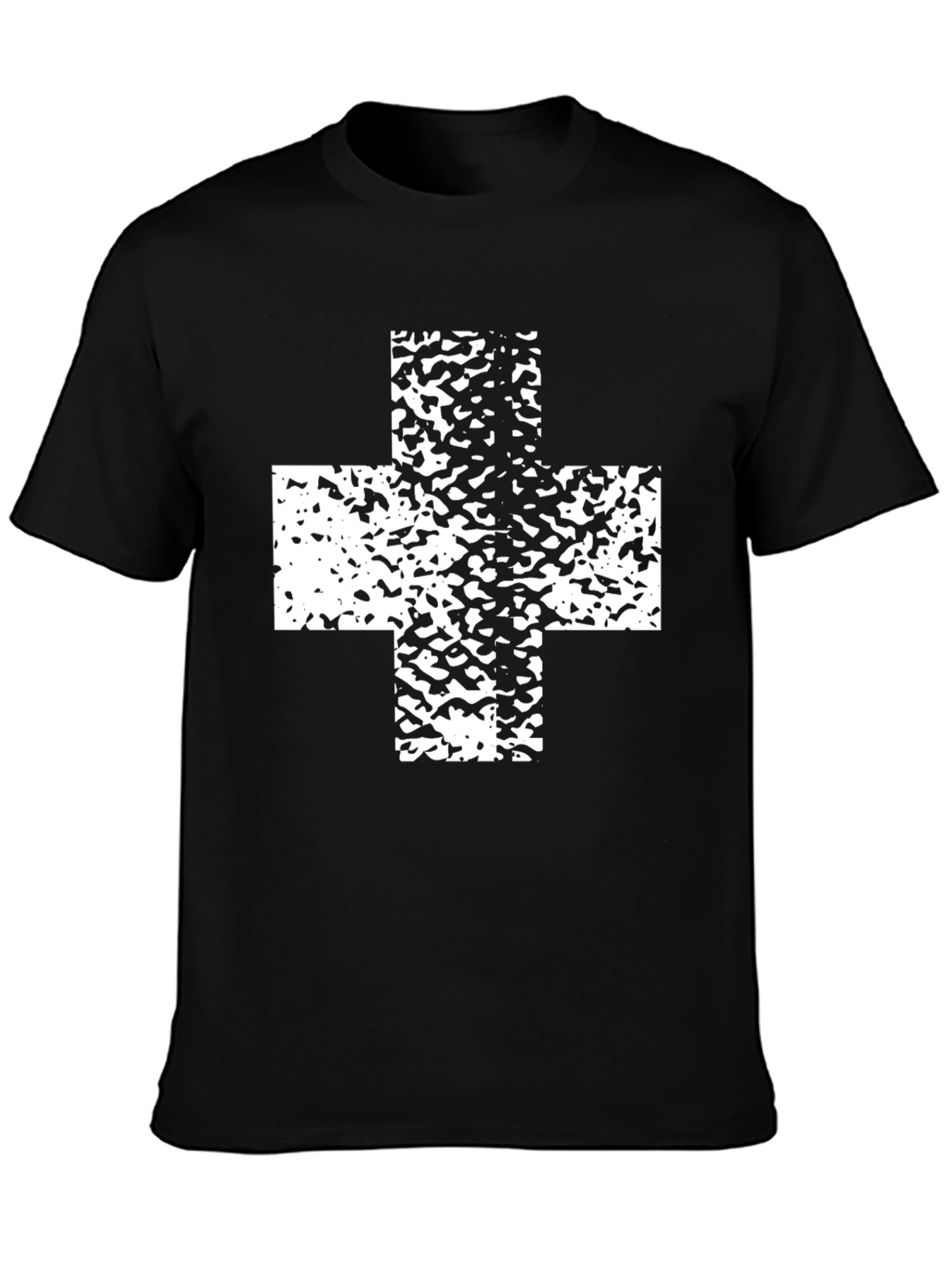 Bold Black T-Shirt with White Cross Graphic